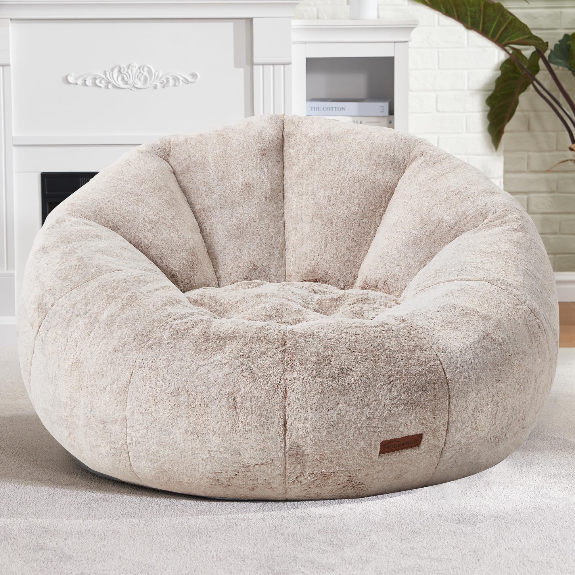 Hobestluk Large Bean Bag Chair for Adults - Oversized Comfy Bean Bag Sofa with Spacious Design, Perfect for Reading, Gaming, Movie Nights & Relaxing (Brown) - Living Room, Bedroom, Dorm & Lounge Essential