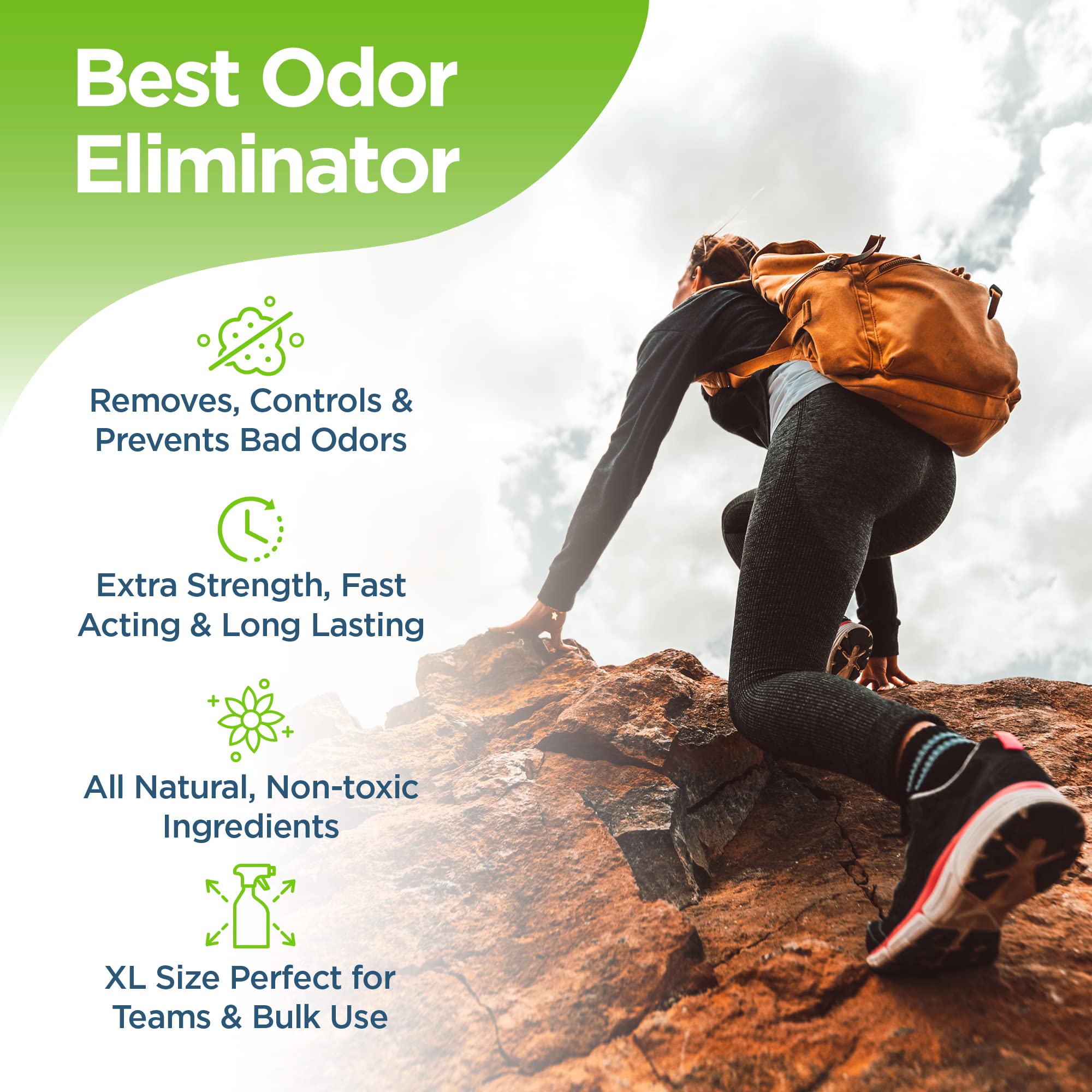 Natural Odor Eliminator Spray for Shoes & Feet - Essential Oil Based Deodorizer for Footwear, Sports Gear & Gym Bags - Controls & Prevents Odors - Made in USA (Lemon Scent, 32oz) - Perfect for Athletes, Travelers & Active Lifestyles