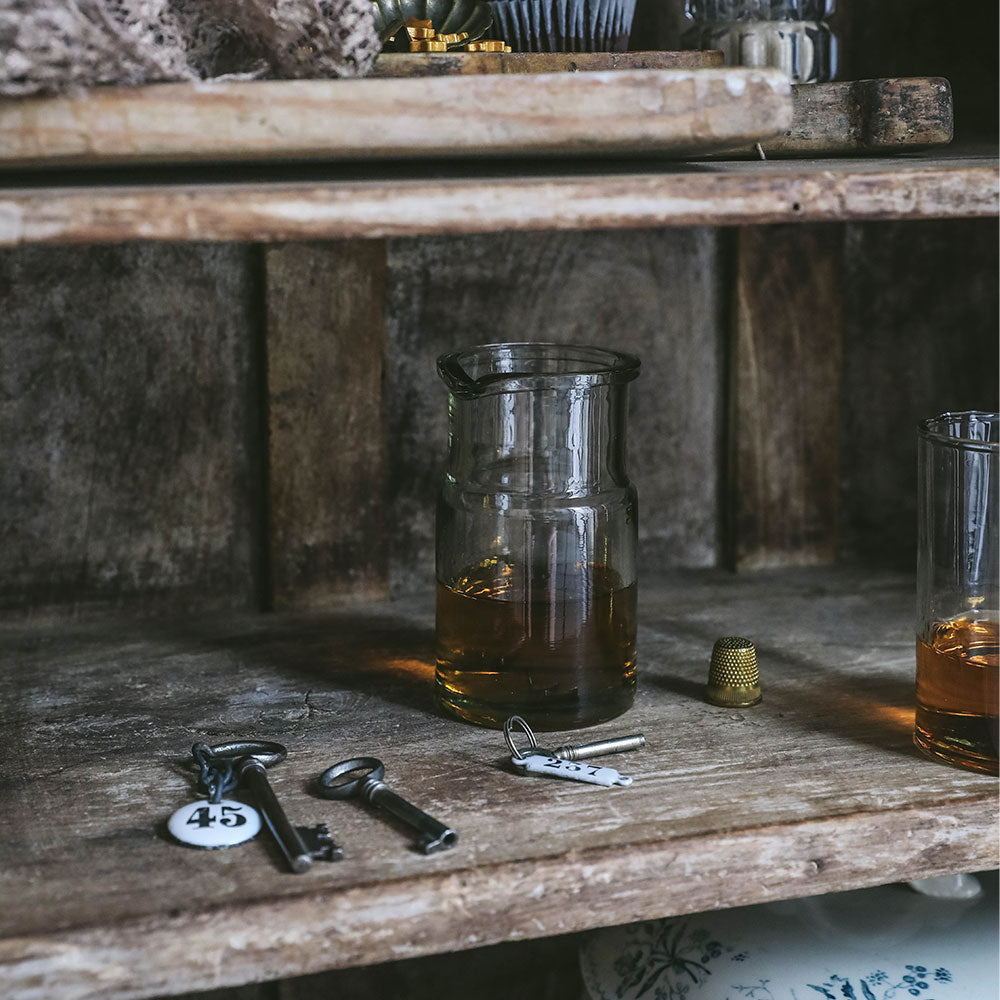 Eco-Friendly Small Recycled Glass Carafe for Water, Juice & Wine - Perfect for Dining, Gifts & Home Decor