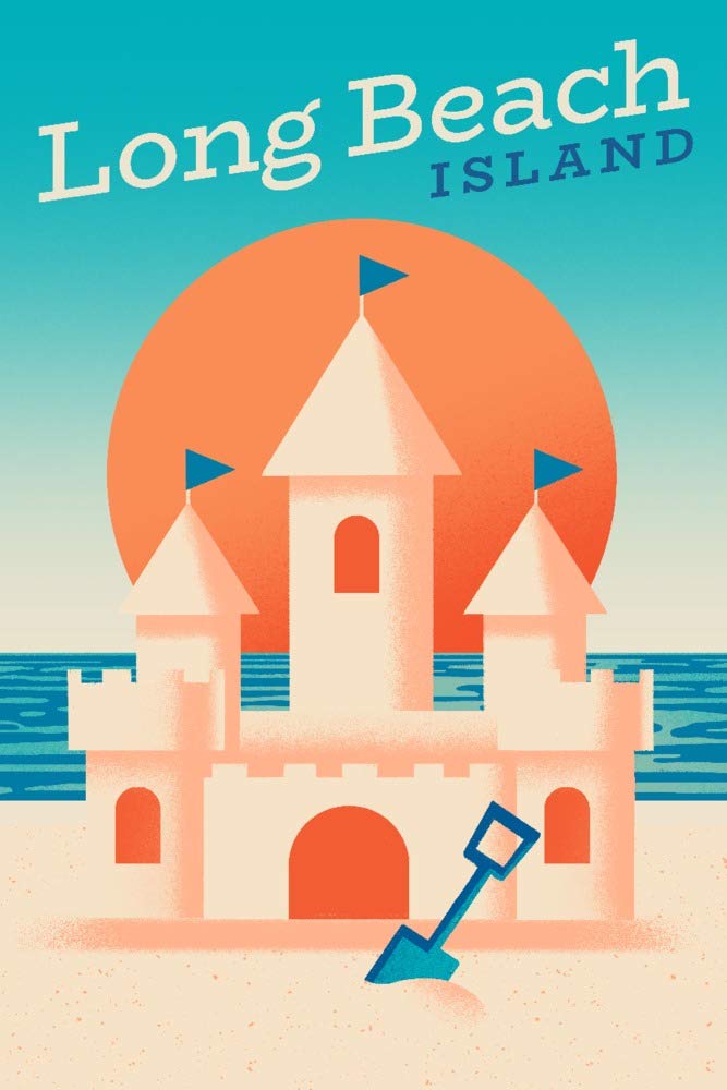 Long Beach Island New Jersey Shoreline Art Print - 24x36 Giclee Gallery Wall Decor, Coastal Travel Poster for Beach House & Vacation Home Decor