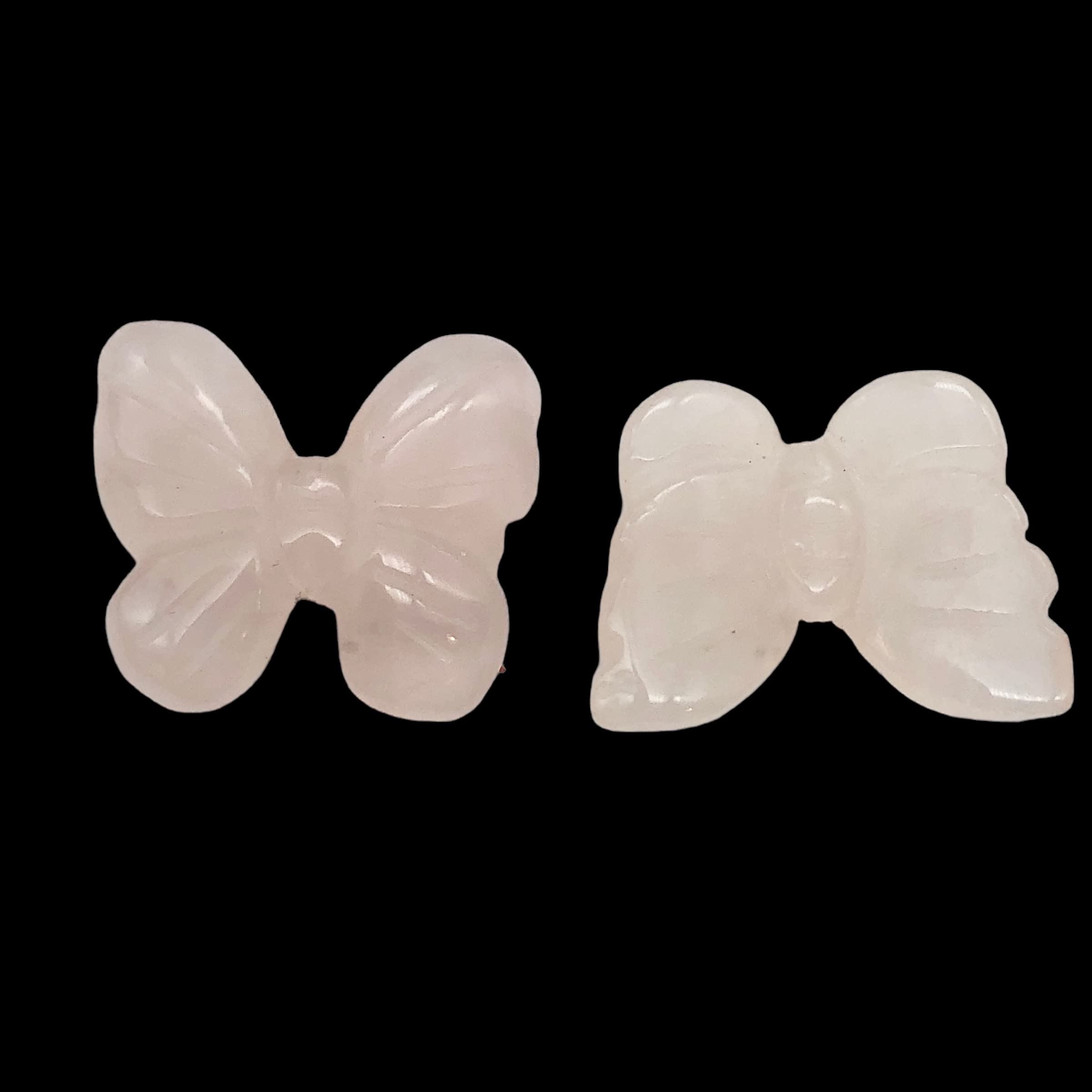 Flutter 2 Carved Rose Quartz Butterfly Beads for Jewelry Making - DIY Bracelets, Necklaces & Craft Projects - Healing Crystal Beads for Spiritual Gifts & Boho Style Accessories