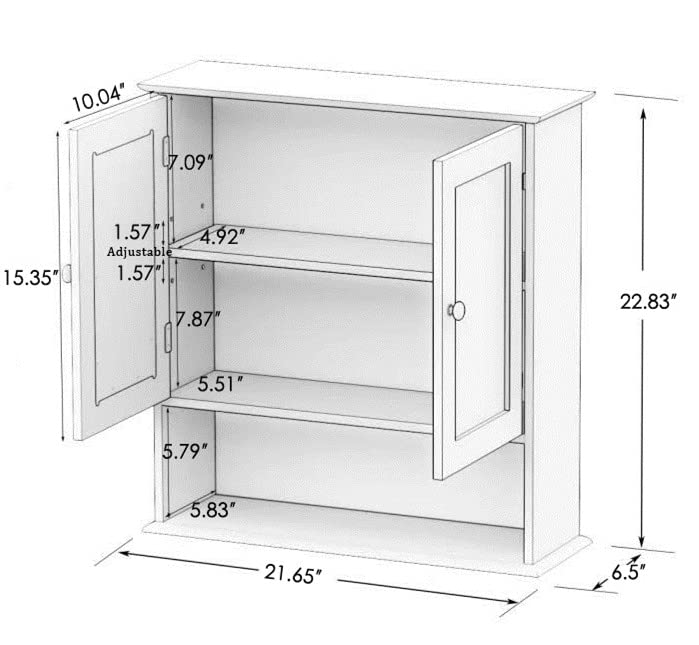 White Wall Mounted Bathroom Cabinet with Mirror Doors - Adjustable Shelf Medicine Storage Cabinet, Over Toilet Hanging Organizer - Perfect for Small Bathrooms, Apartments & Vanity Storage