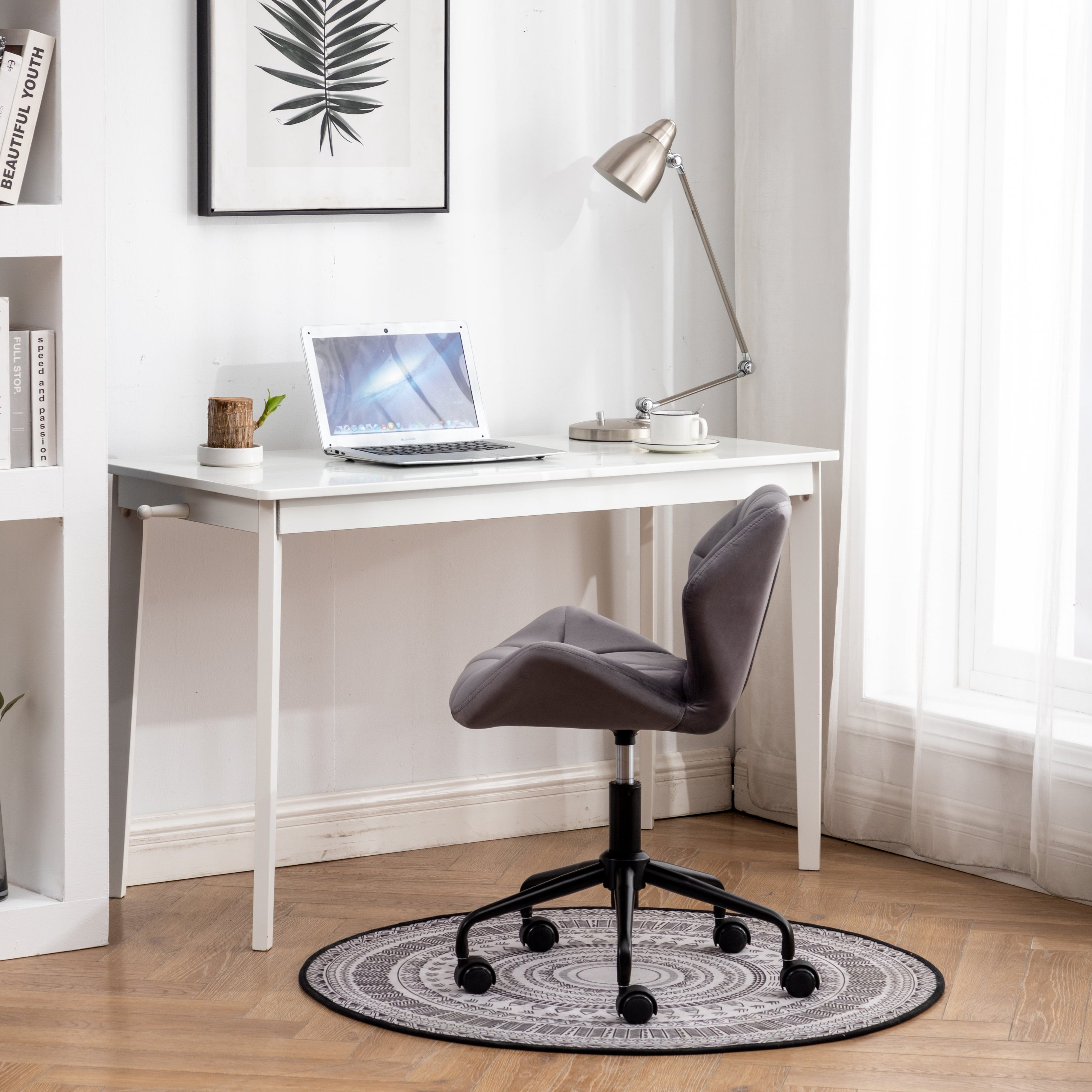 Roundhill Furniture Eldon Diamond Tufted Adjustable Swivel Office Chair - Ergonomic Executive Desk Chair with Lumbar Support for Home & Office Workspace