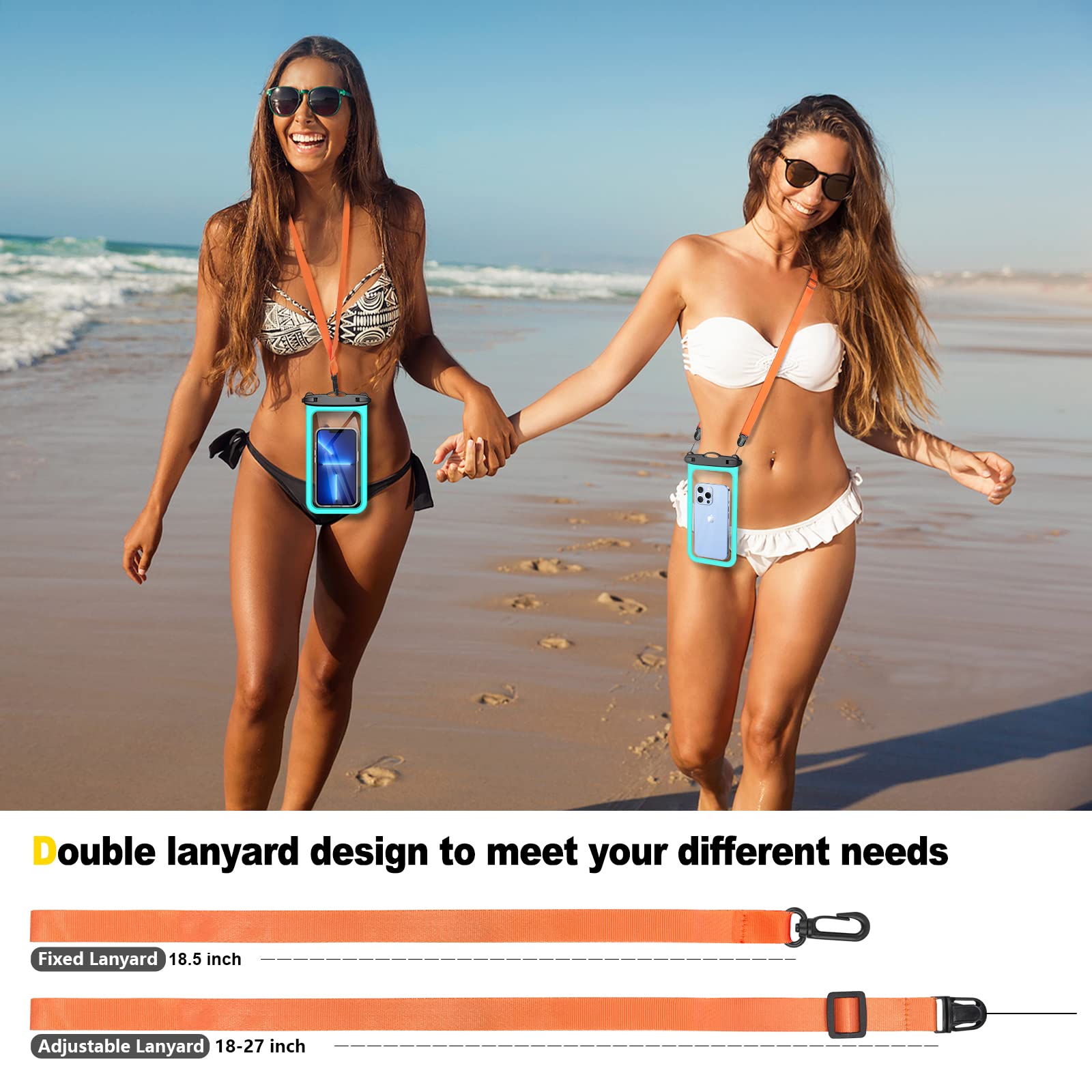 2 Pack Large Waterproof Phone Pouch IPX8 - Up to 8.5