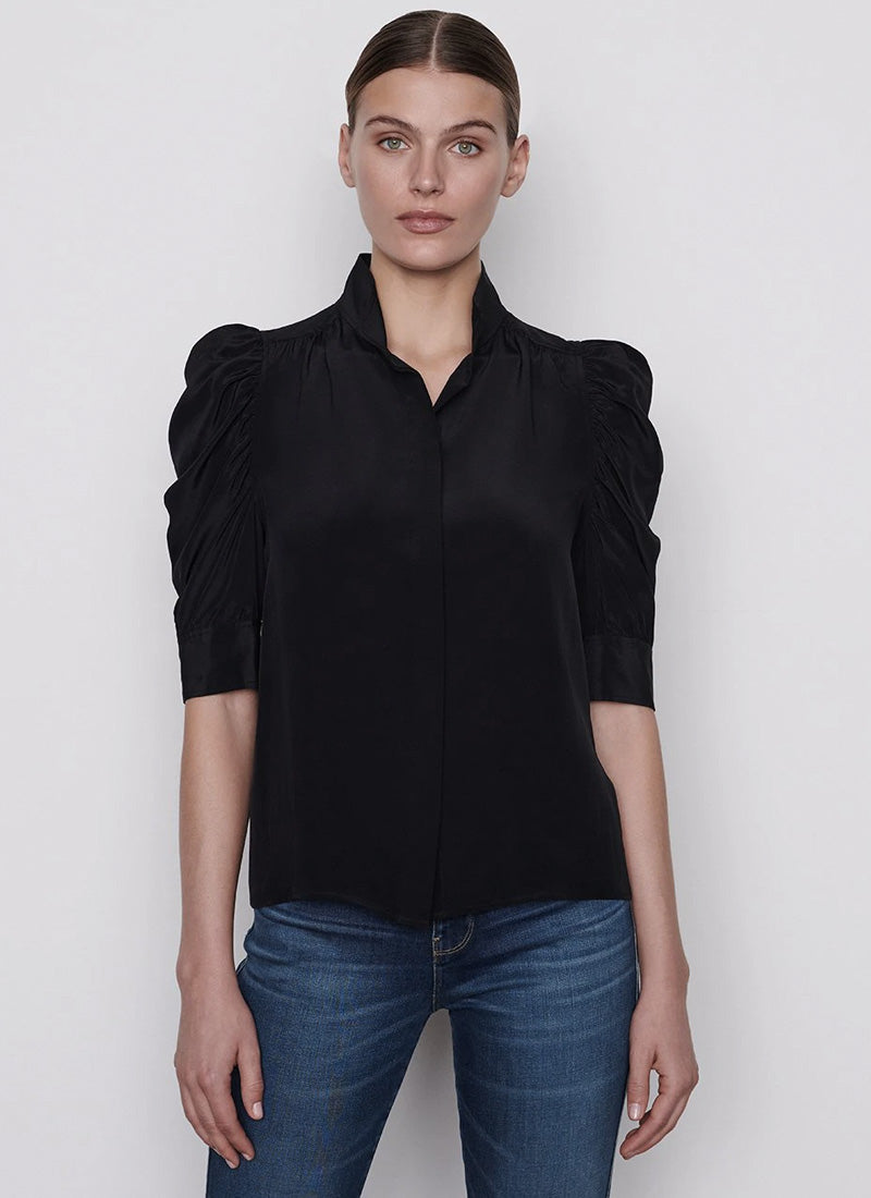 Frame Gillian Puffed Sleeves Women's Blouse - Elegant Ruffled Top for Casual Wear, Date Night & Office Outfits