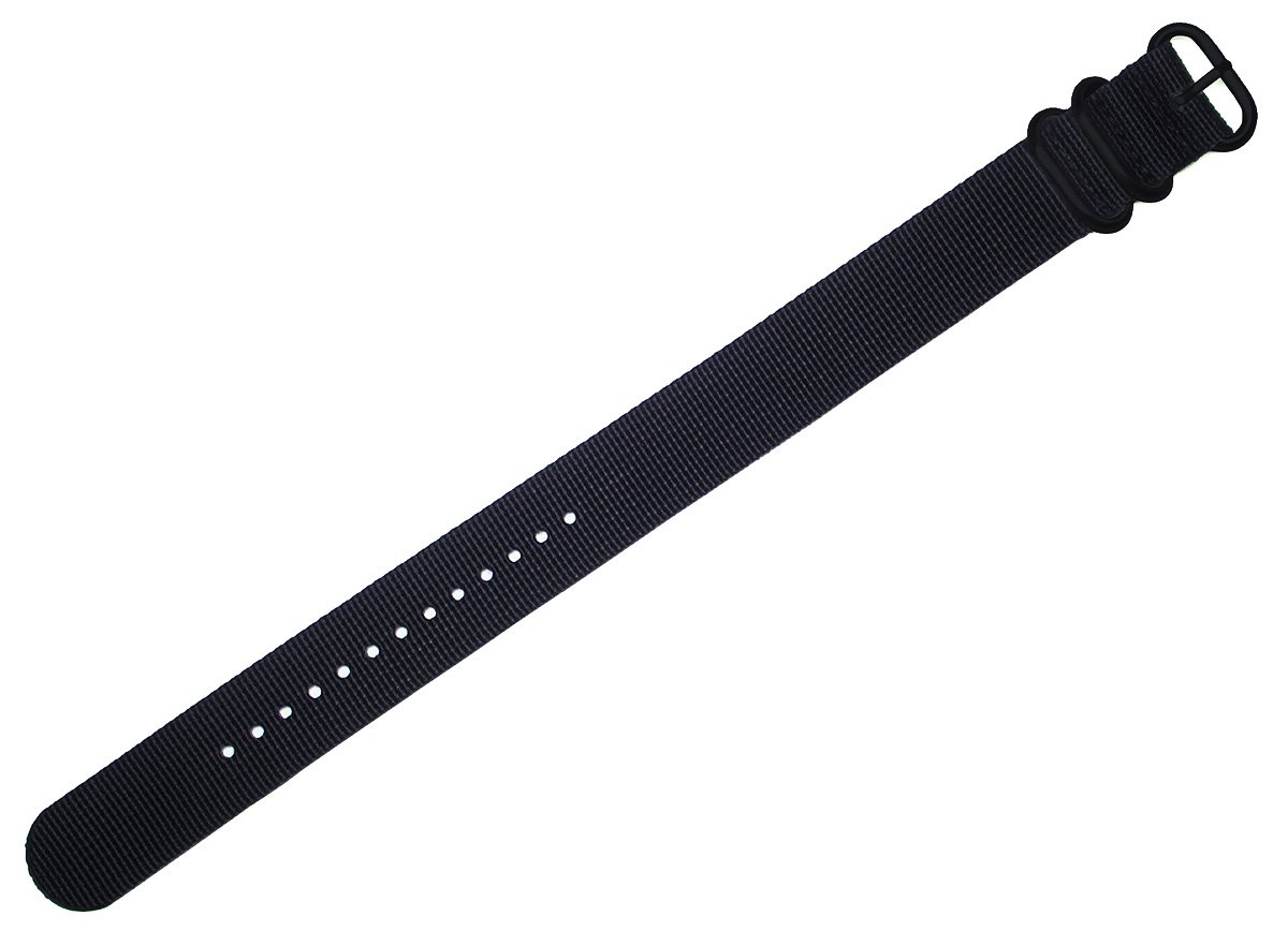TIMEWHEEL® Premium 20mm Zulu 2-Ring PVD Black Nylon Watch Band Strap - Durable Military Style Watch Strap for Diving, Hiking & Outdoor Adventures