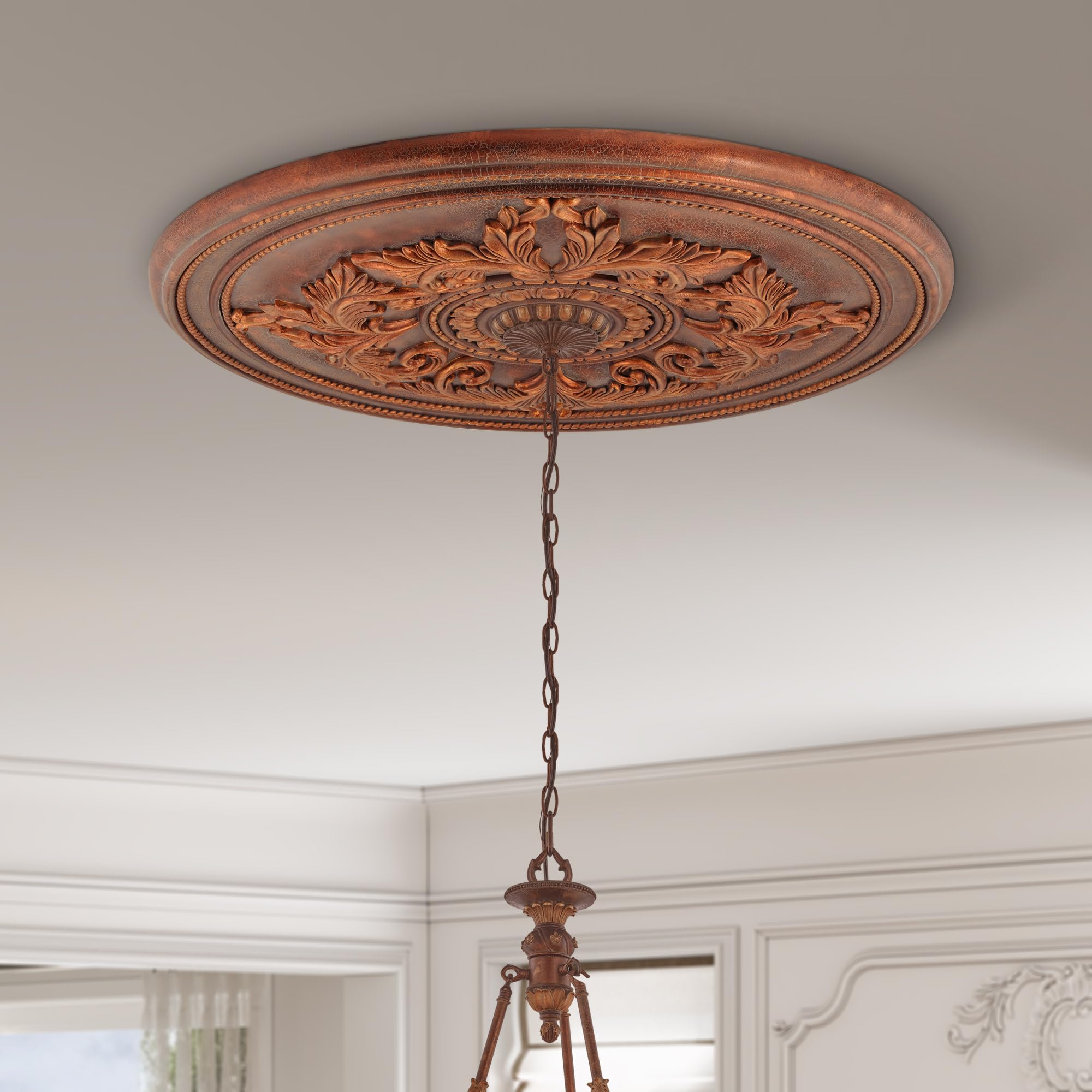 Livex Lighting 8211-03 White Ceiling Medallion - Elegant Decorative Crown Molding for Dining Room, Bedroom & Living Room Ceiling Decor