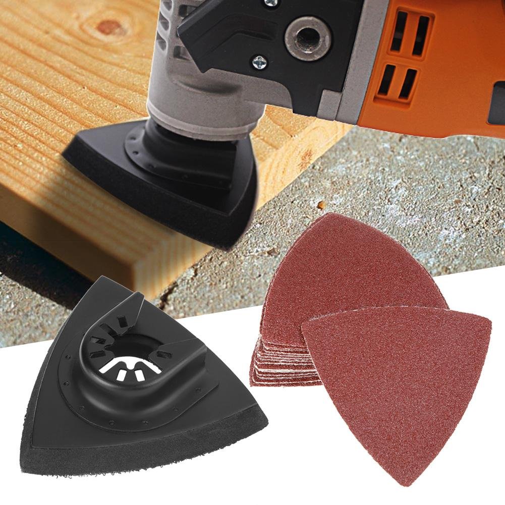 82Pcs Triangle Sanding Pads Kit for Oscillating Tools - Double Action Sanding Discs, Woodworking & Polishing Accessories - Perfect for DIY Projects, Furniture Refinishing, and Metal Surface Prep