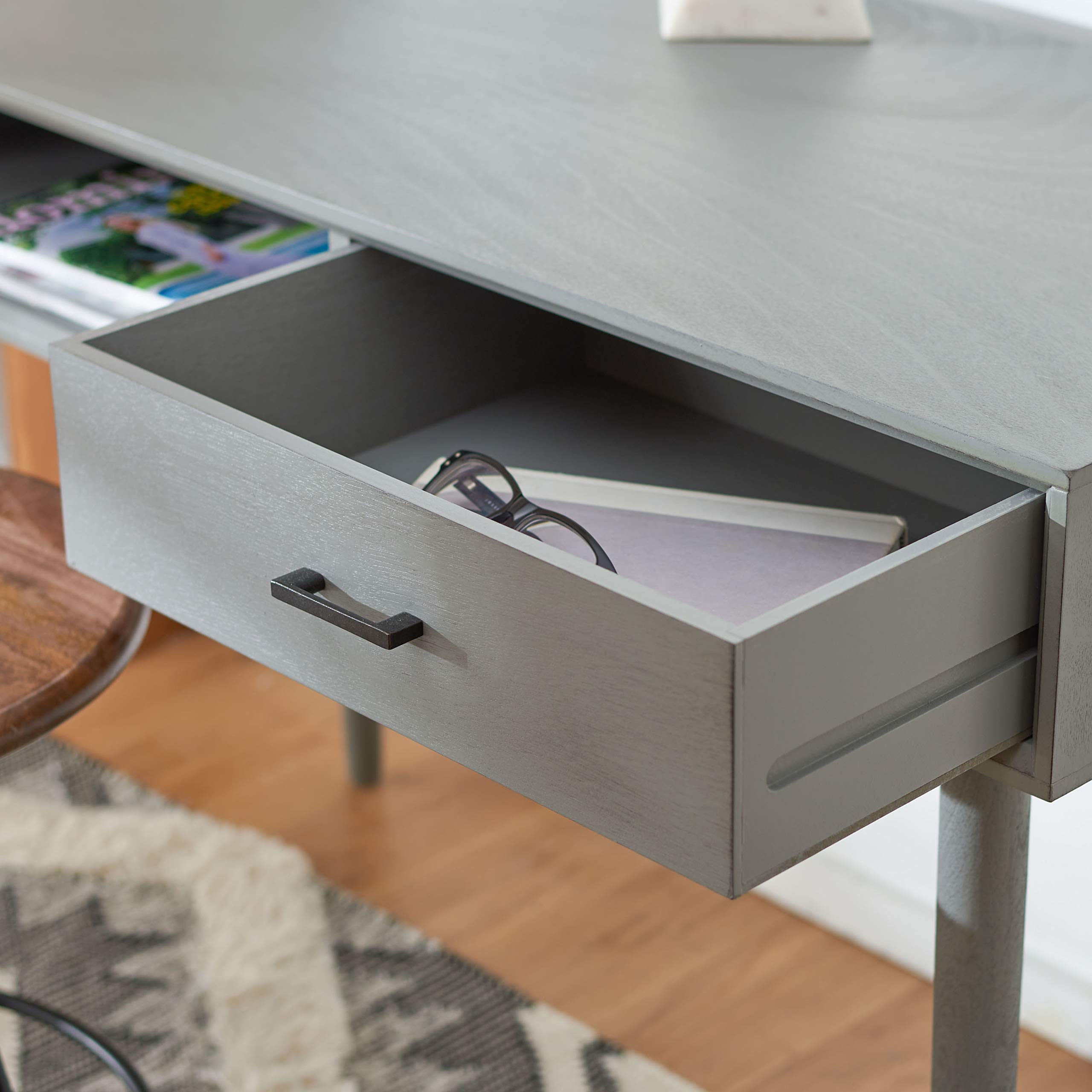 SAFAVIEH Home Collection Remy Distressed Grey 1-Drawer Writing Desk - Vintage Style Home Office Furniture for Small Spaces & Bedrooms