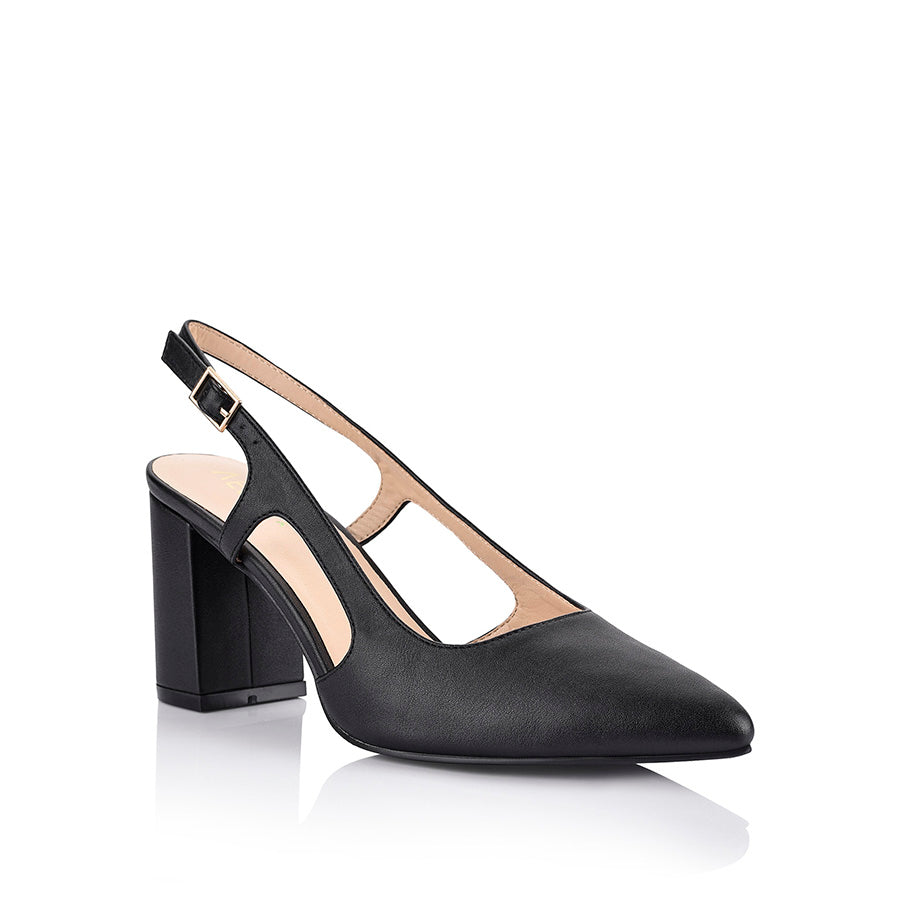 Enrique Sling Back Block Heels for Women - Comfortable Black Chunky Heel Sandals | Perfect for Weddings, Parties & Office Wear