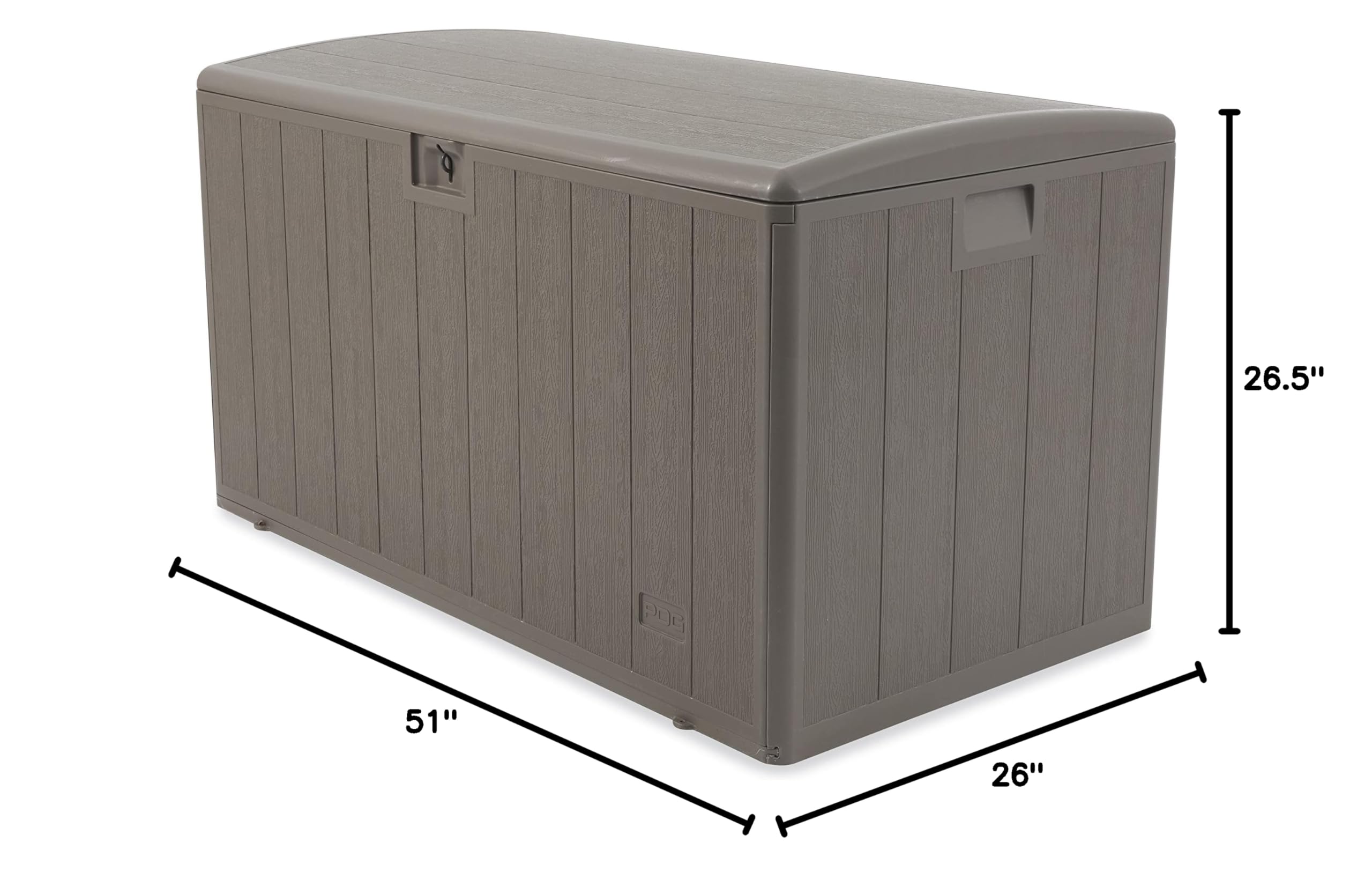 Outdoor Storage Deck Box 130 Gallon with Soft Closure - Weatherproof Plastic Deck Box for Patio, Garden & Backyard Organization - Driftwood Color