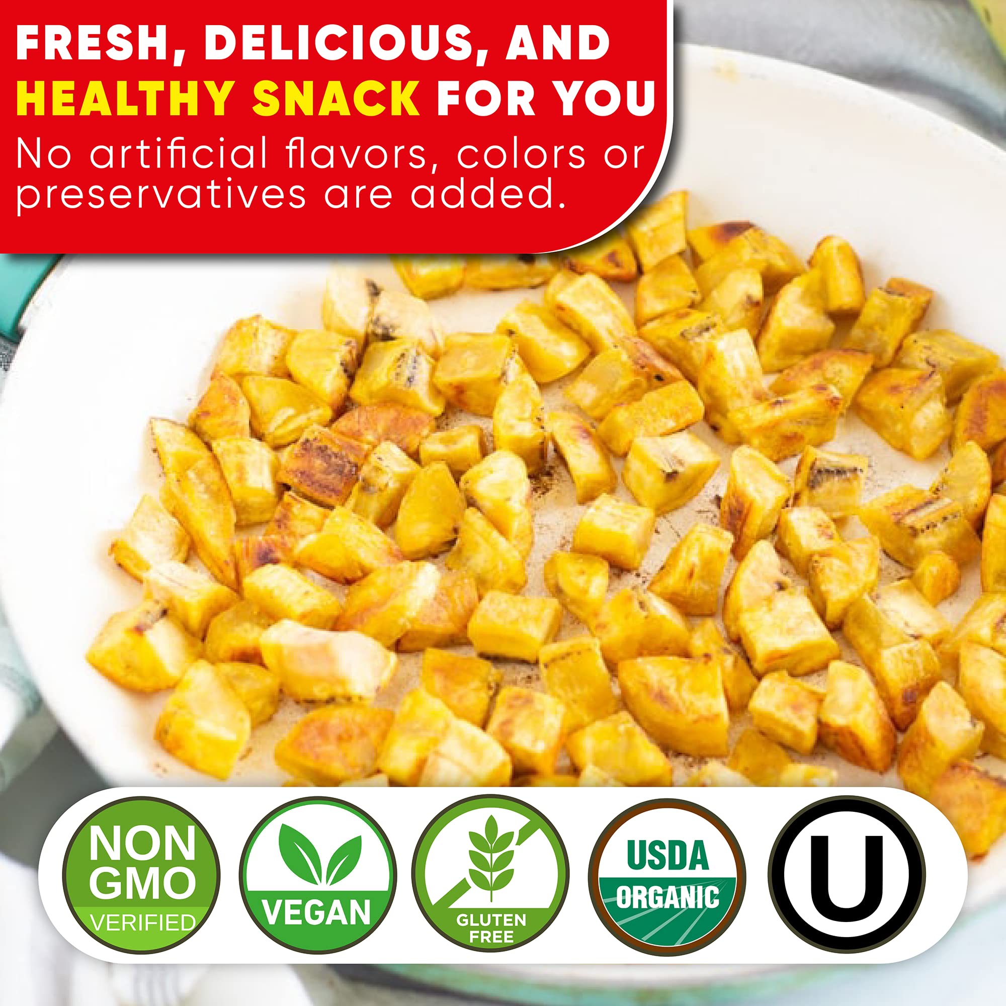TropicMax Organic Sea Salt Plantain Croutons Chips - Gluten-Free, Vegan, Non-GMO, Kosher Certified Healthy Snacks - Kettle Cooked Green Plantain Chips in Individual Bags (3 Packs) - Perfect for Lunchboxes, Office Snacks, and Keto Diet