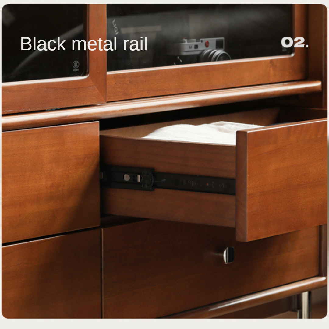 Bauhaus Style Poplar Solid Wood Cabinet with Storage Drawers - Perfect for Living Room, Bedroom & Office Organization