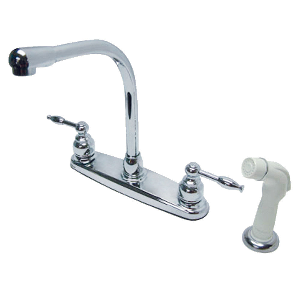 Kingston Brass KB2751KL 8 Inch Centerset Kitchen Faucet - High Arc Pull-Down Sprayer, Single Handle, Oil Rubbed Bronze Finish for Modern Farmhouse & Traditional Kitchens