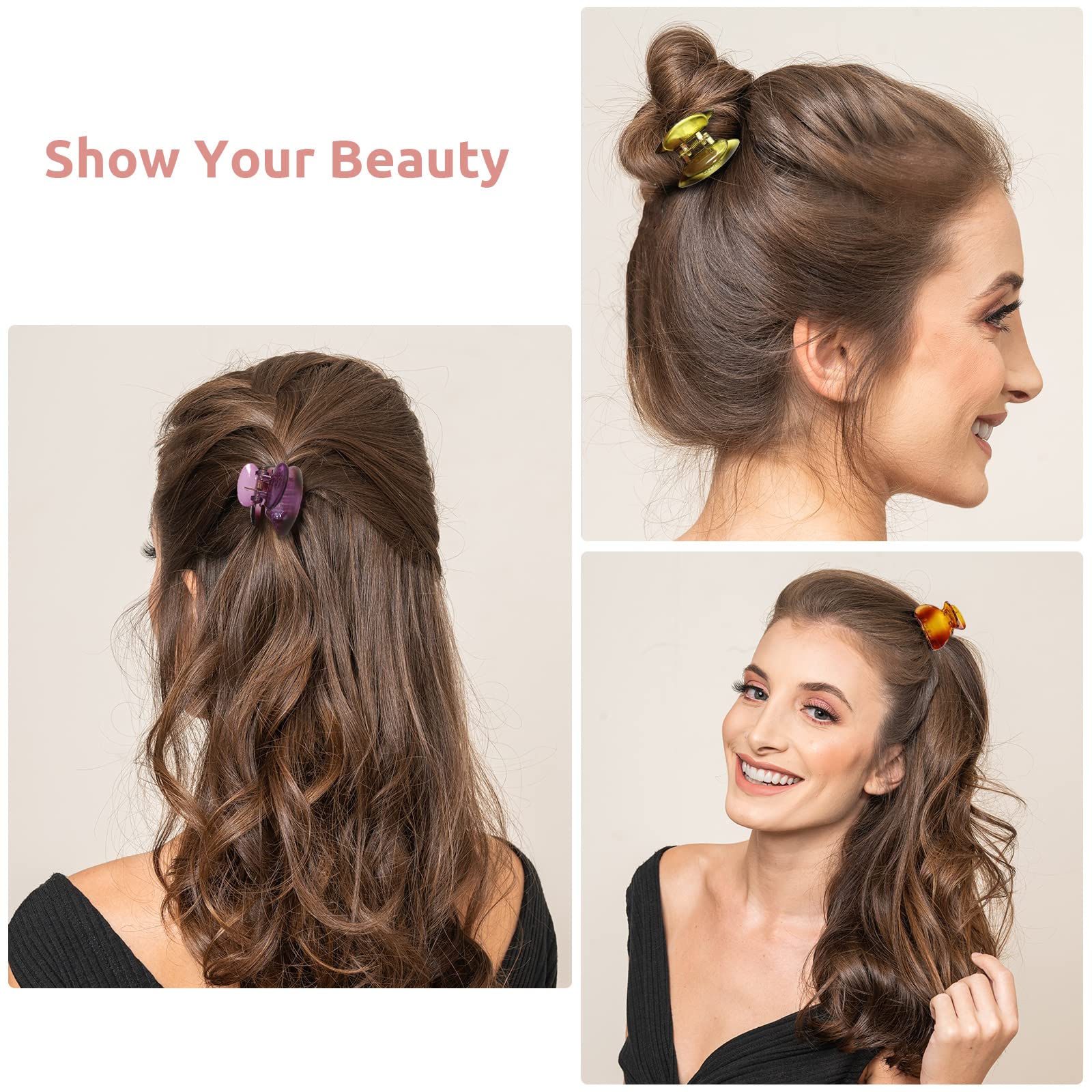 12 Pack Small Hair Clips for Women - 1.5 Inch Cute Acrylic Jaw Clips, No Slip Hair Claws for Thin Fine Short Hair, Banana Clips for Girls & Kids (Style A) - Perfect for School, Work & Daily Hairstyles