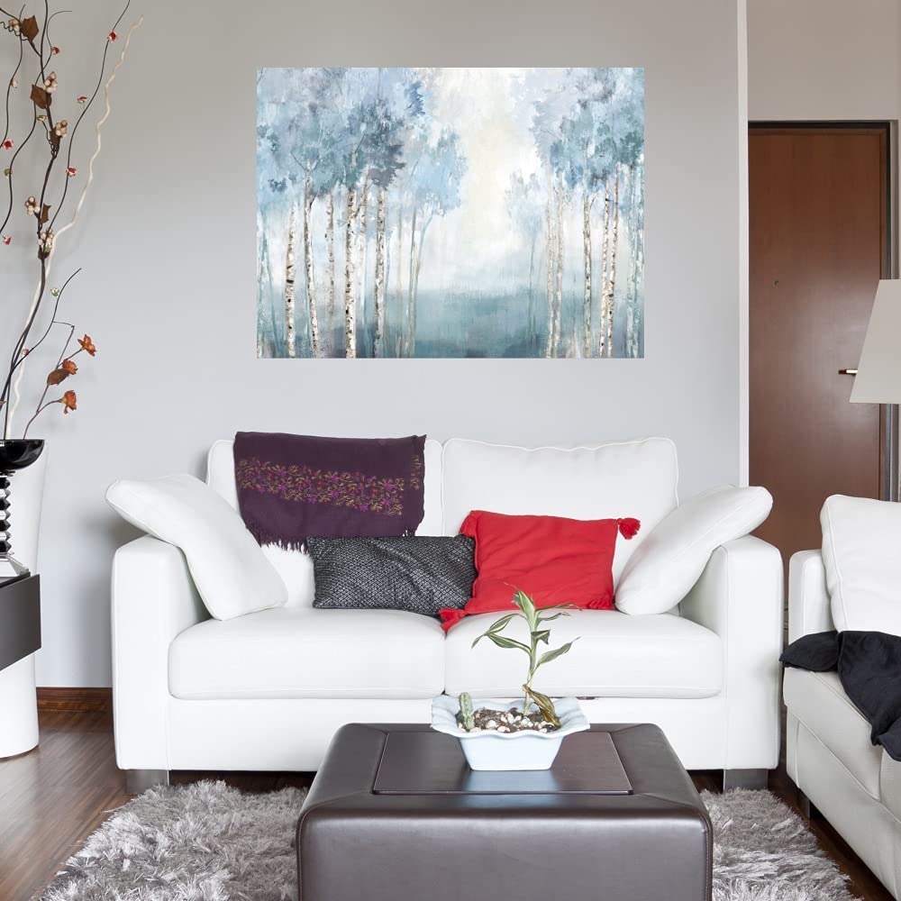 Blue Etched Fine Art Canvas Wall Decor by Carson Lyons - Ready to Hang 46x35 Inches - Perfect for Living Room, Bedroom, Office & More - Modern Home & Office Wall Art Decor