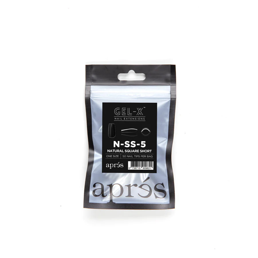 Apres Gel X Tips 50pc - Natural Short Square Nail Extensions for Easy DIY Manicures at Home | Salon-Quality Press-On Nails for Women