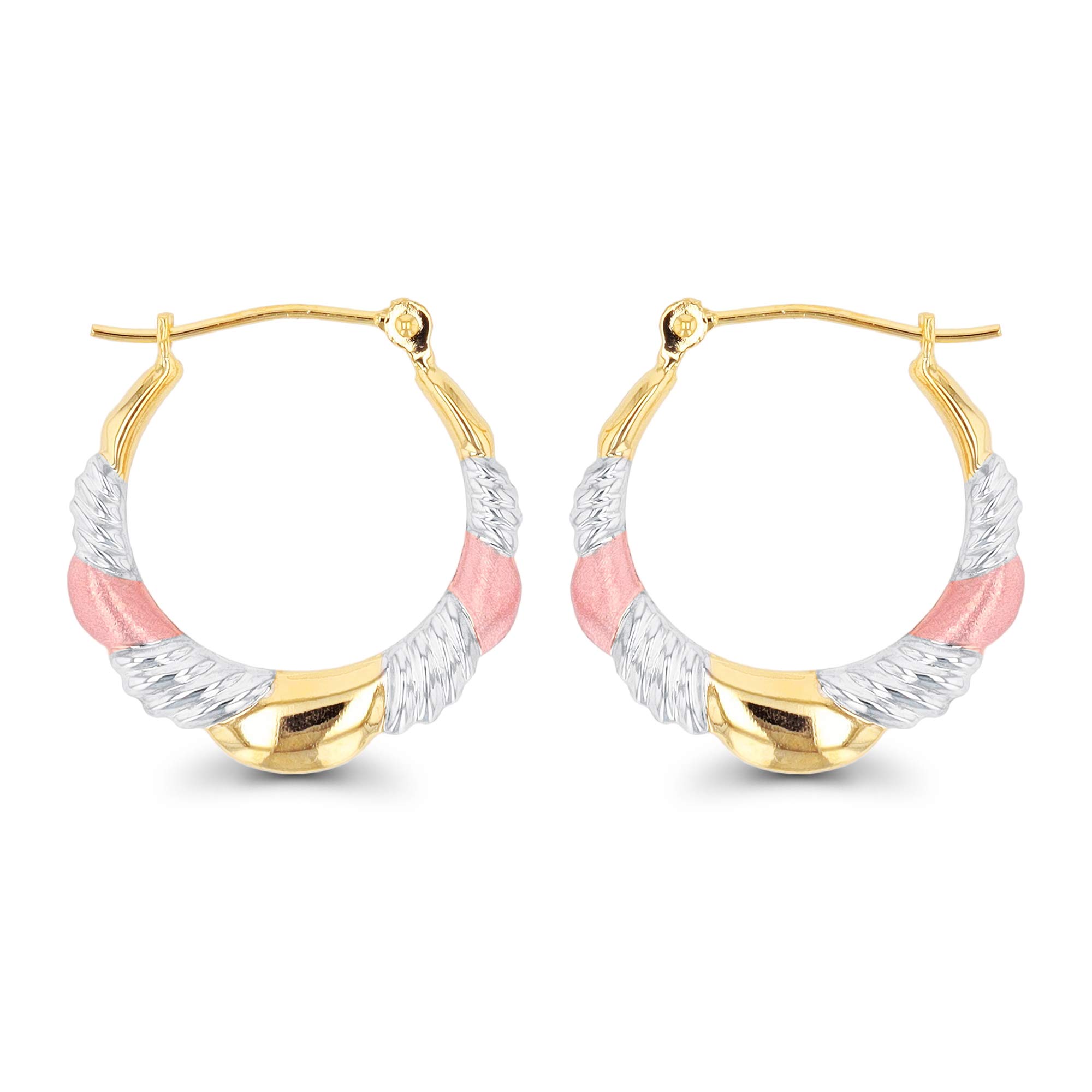 14K Solid Gold Polished & Satin Twist Hoop Earrings for Women - Hypoallergenic 21mm Hoops for Sensitive Ears | Elegant Everyday & Special Occasion Jewelry Gift