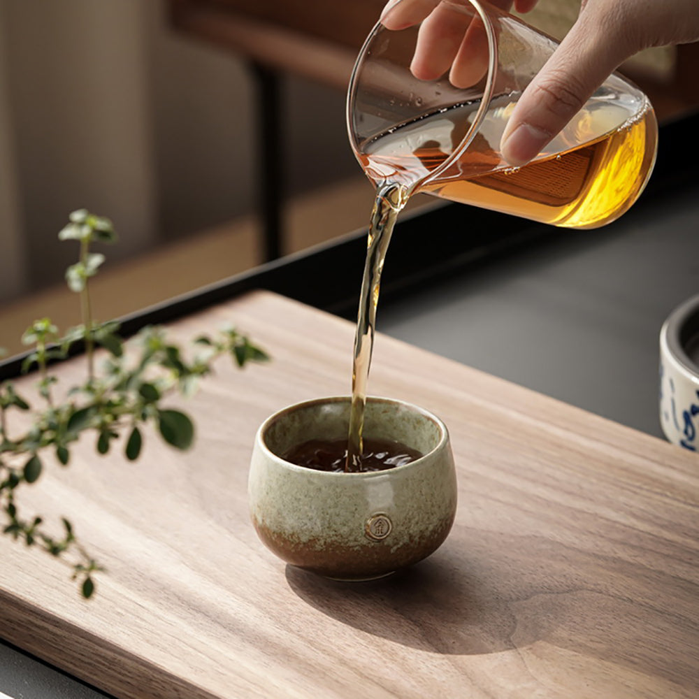 Handmade Coarse Pottery Kung Fu Tea Cup Set of 5 - Traditional Ceramic Tea Cups for Gongfu Tea Ceremony - Perfect for Chinese Tea Brewing, Home Decor & Gift Giving
