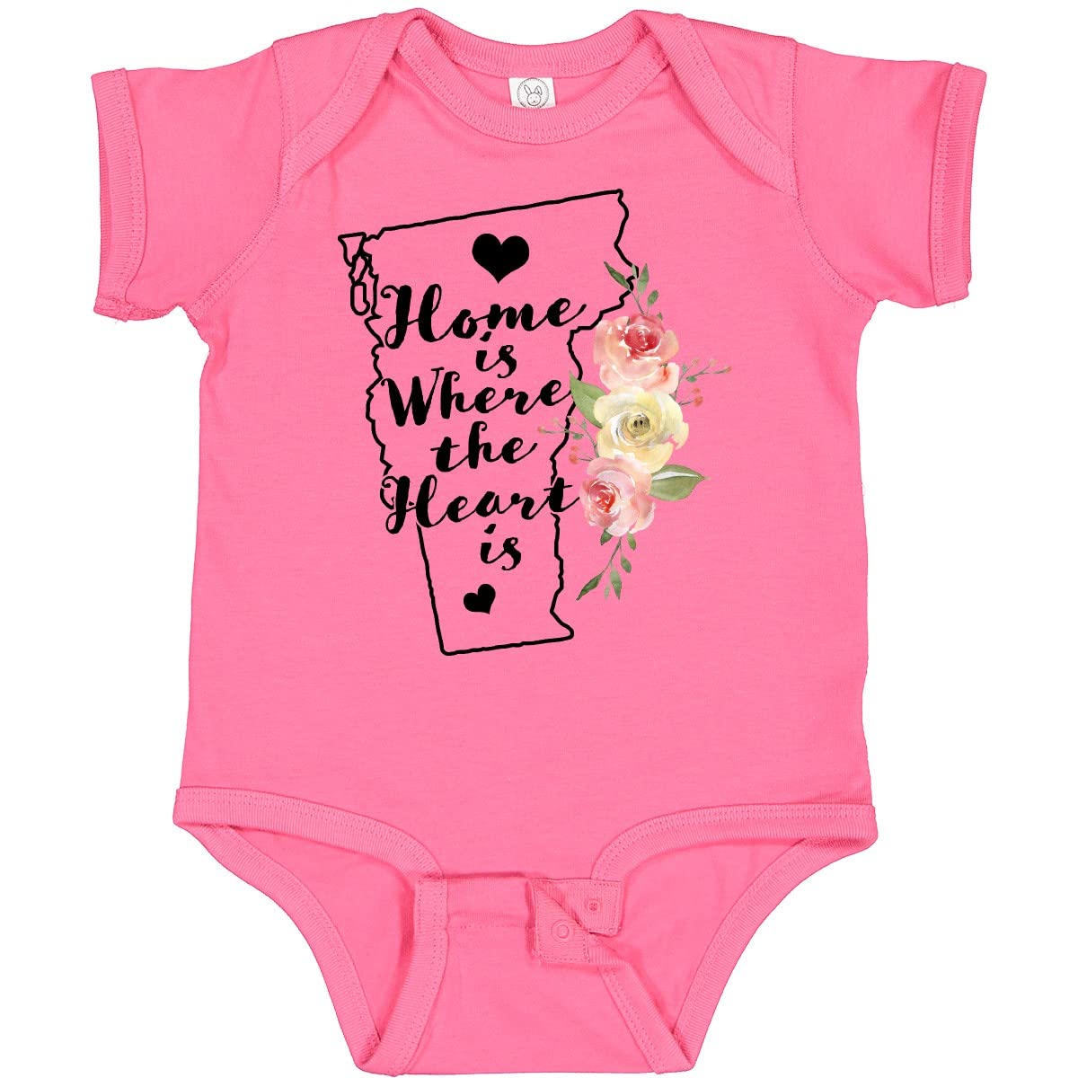 Inktastic Vermont Home is Where The Heart is Watercolor Baby Bodysuit - Soft Cotton Onesie for Newborns & Infants - Perfect for Family Photos, Holidays & Everyday Wear