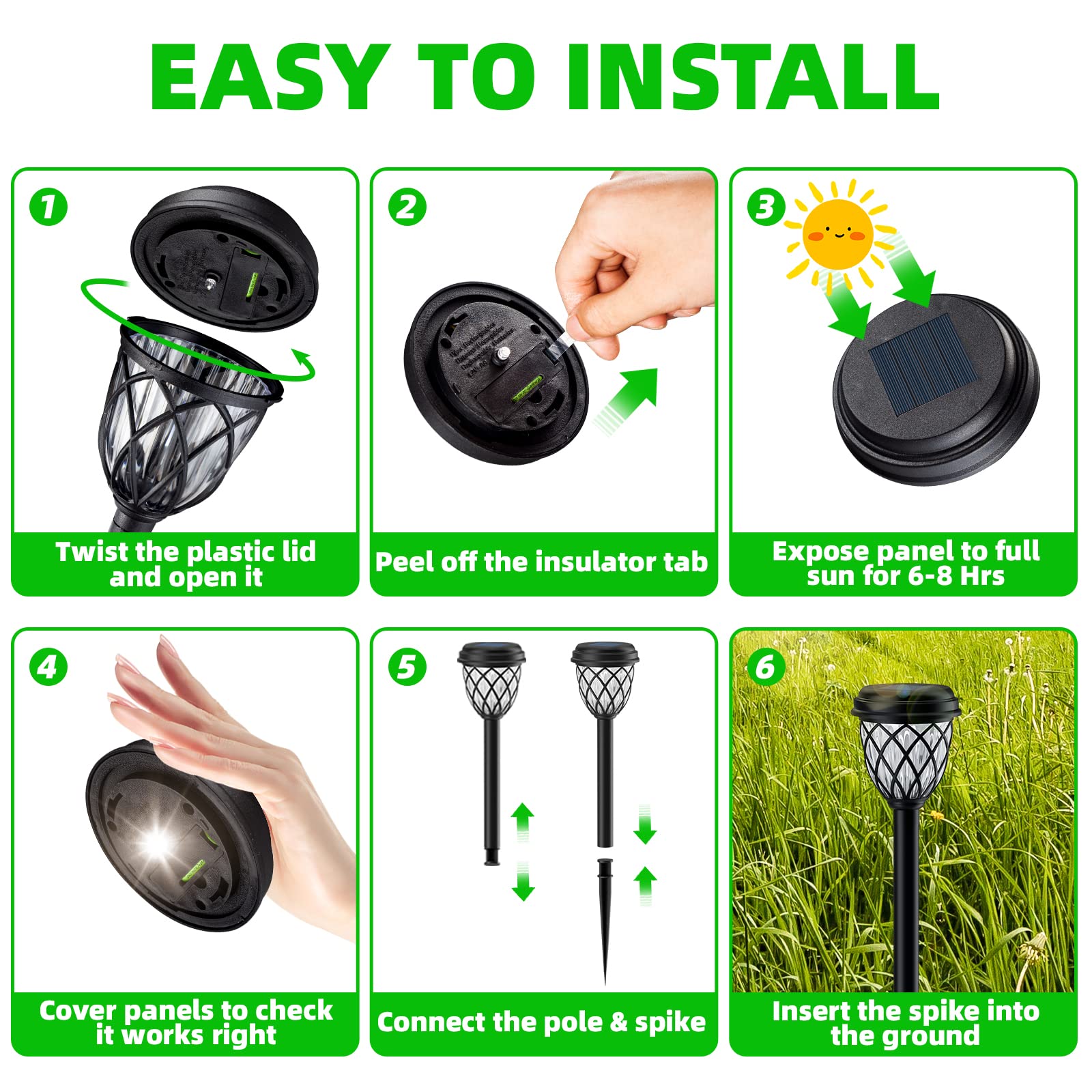 8 Pack Solar Outdoor Lights - Waterproof IP65 Solar Powered Garden Lights for Patio, Yard, Driveway - Bright LED Solar Lights for Outdoor Decoration & Landscape Lighting