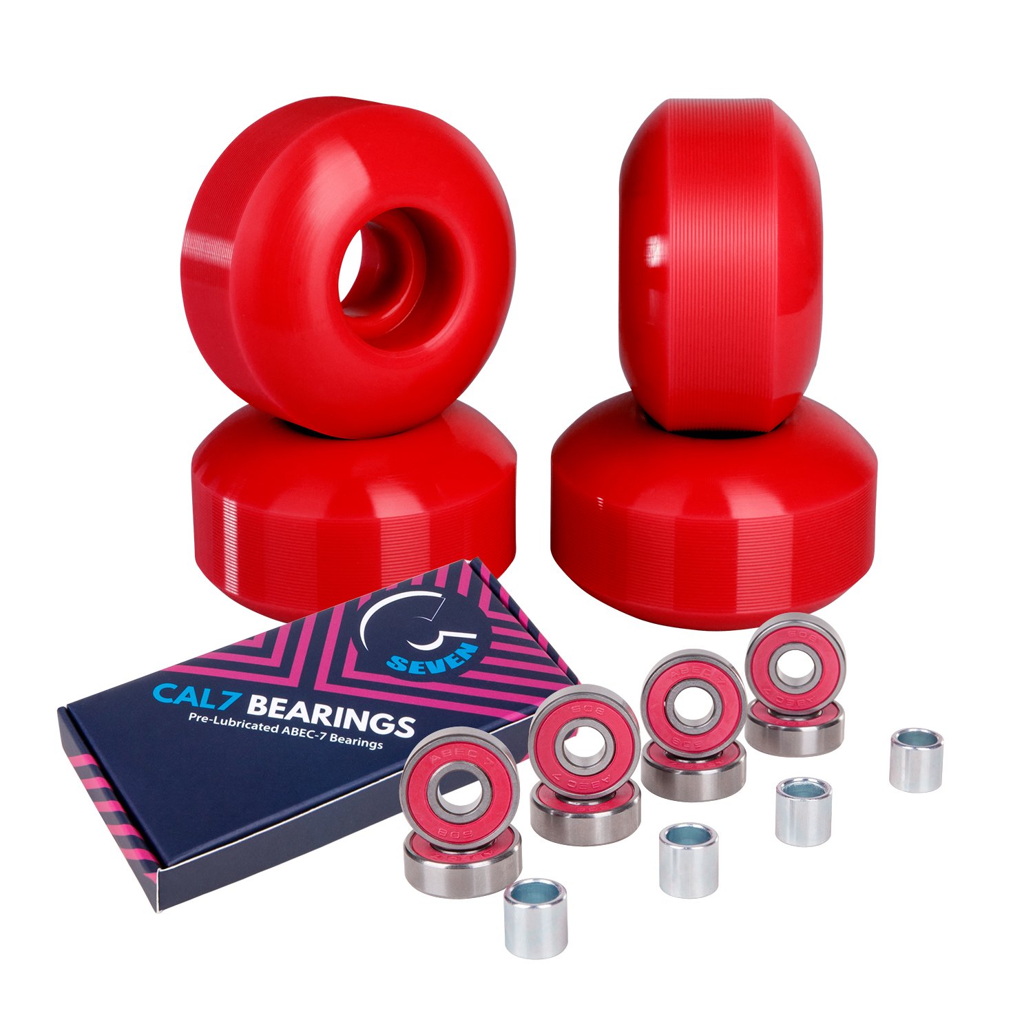 Cal 7 52mm Skateboard Wheels with Bearings - High Performance Wheels for Smooth Riding - Perfect for Street Skating, Park Skating & Cruising