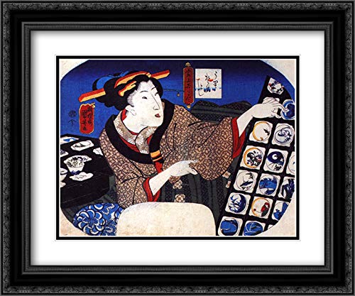 Utagawa Kuniyoshi Museum Art Print - 24x20 Black Ornate Frame with Double Matting | Elegant Decorative Bowl Display | Perfect for Home Décor, Wall Art & Gift Giving