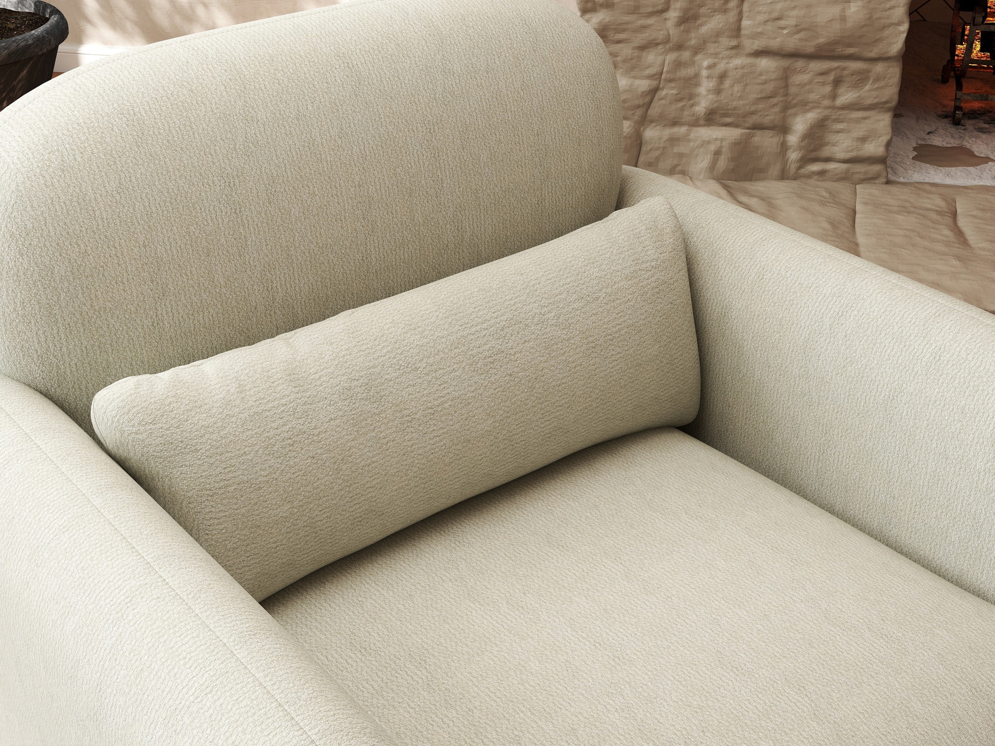 Roundhill Furniture Dylan Modern Upholstered Barrel Armchair in Cream White - Stylish Accent Chair for Living Room, Bedroom or Office