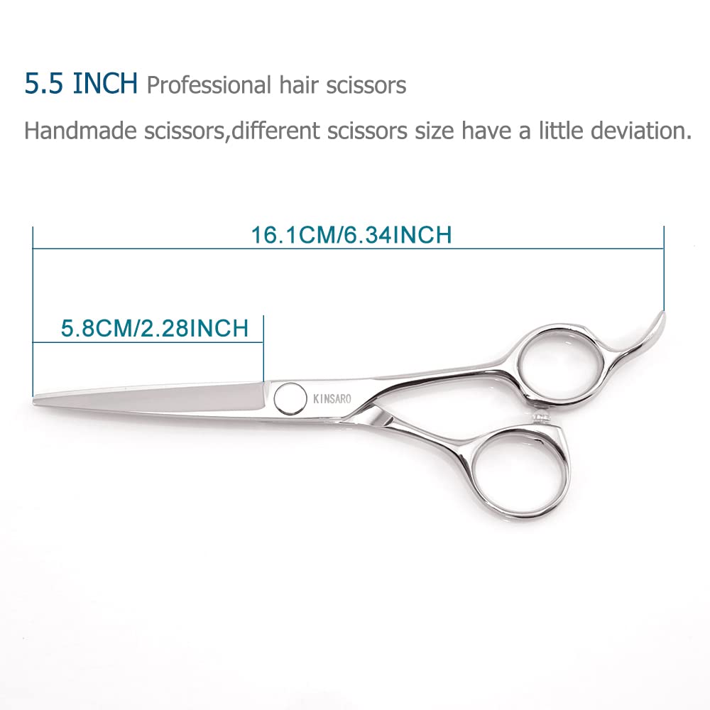 Professional Hair Cutting Scissors 5.5 Inch - Barber Shears & Hairdresser Scissors 440C Stainless Steel - KINSARO Salon Quality Shears for Precision Haircuts, Styling & Trimming
