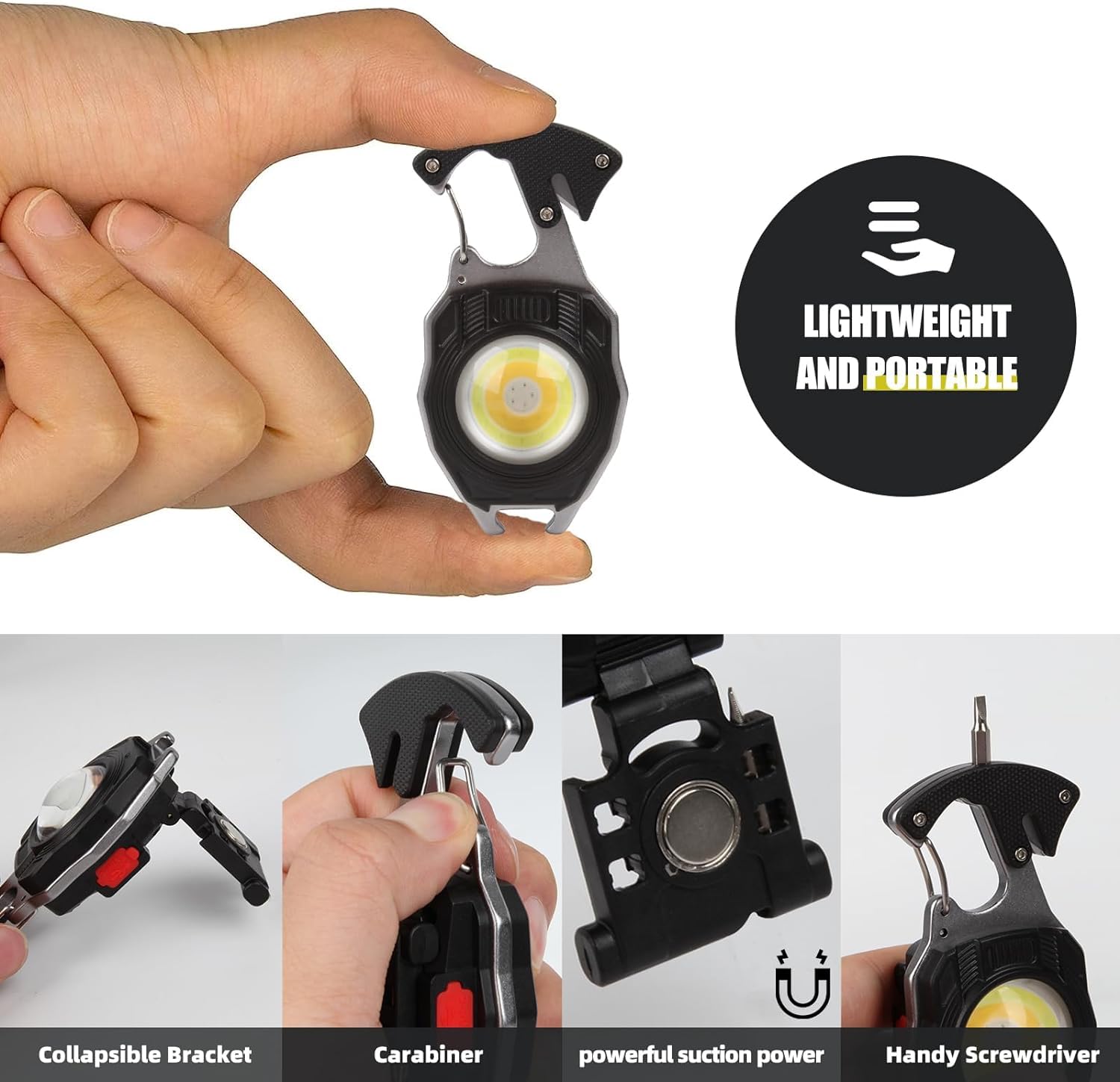 Rechargeable Mini Flashlight 1 Pack - 1000 Lumens Ultra Bright Keychain Flashlight with 3 Light Modes & Magnetic Base | Compact EDC Pocket Light for Camping, Hiking, Emergency, Home Use, Car Repair, and Outdoor Adventures