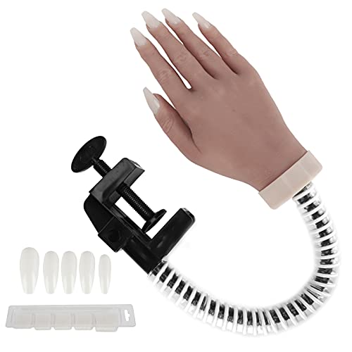 Professional Nail Art Practice Hand - Bendable, Highly Realistic Silicone Mannequin Hand with False Nail Tips for Nail Salon Training, Jewelry Display & Photography (Perfect for Beginners & Professionals) - Ideal for Nail Art Practice, Jewelry Photography, and Salon Training Demonstrations