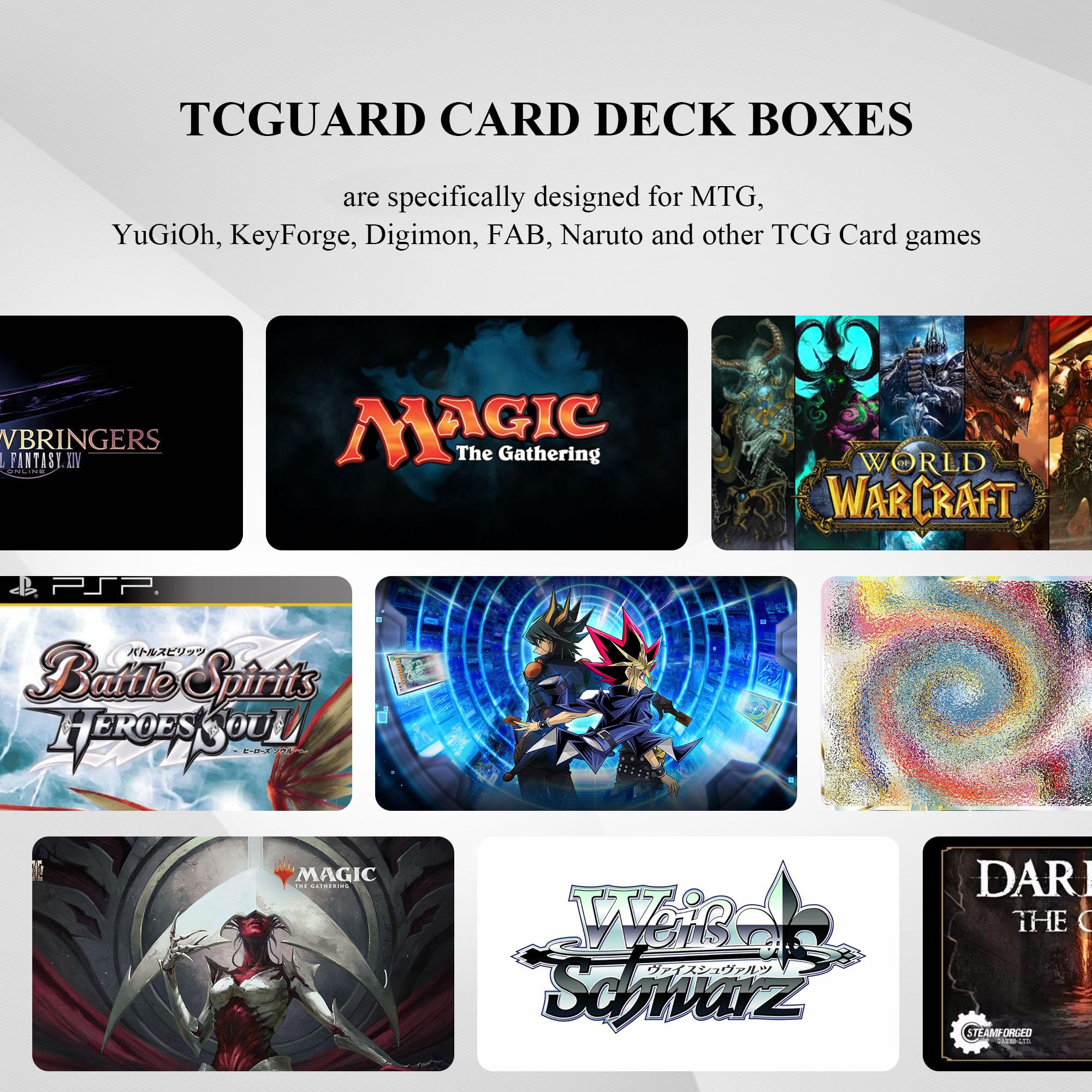 Premium MTG Card Deck Box - Holds 100+ Single Sleeved Cards with Microfiber Lining | Leather Trading Card Storage Box Compatible with TCG, Yugioh, Pokemon | Perfect for Game Nights & Card Collection (White)