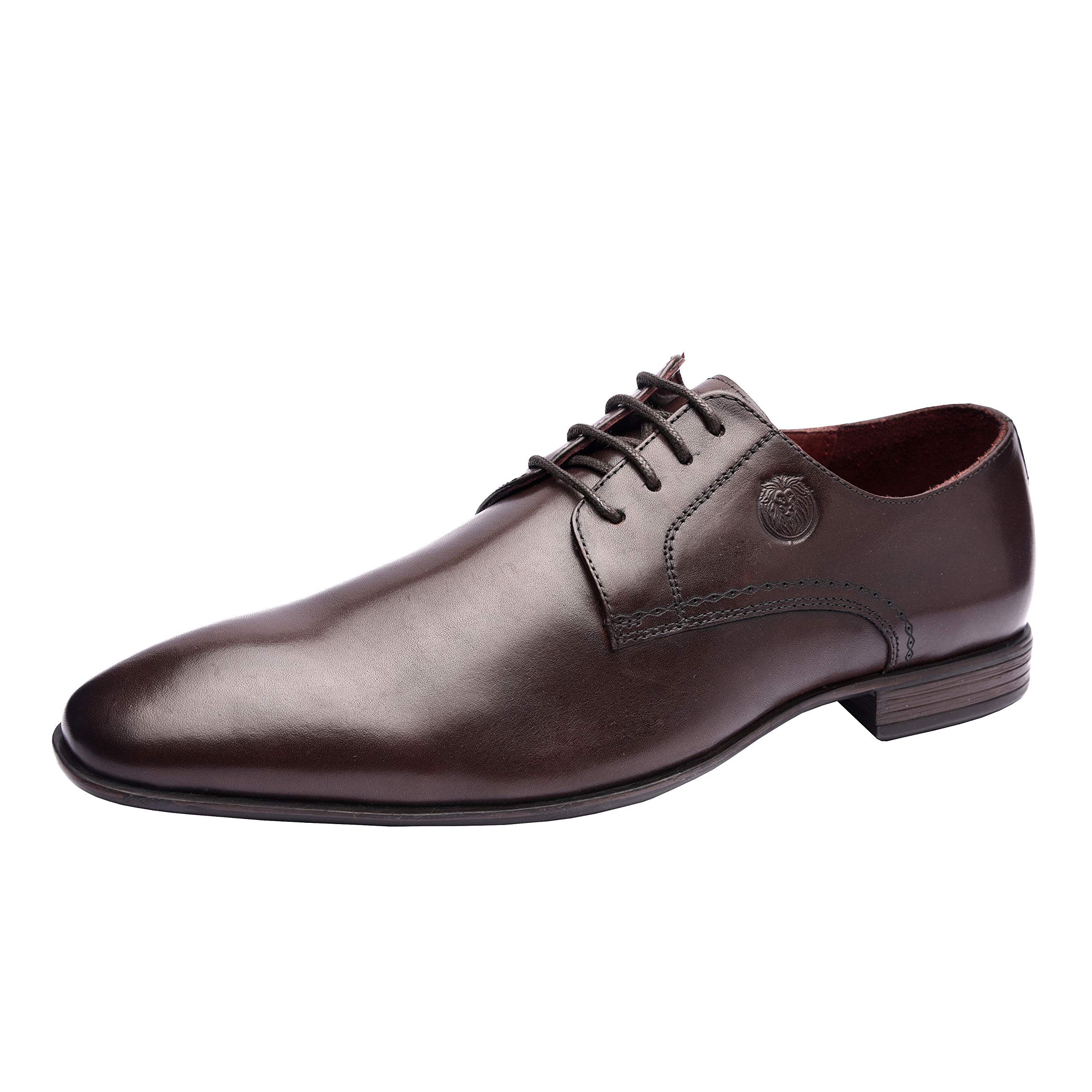 Amoux Genuine Leather Men's Plain Toe Oxford Dress Shoes - Business Formal Office Shoes with Comfortable TPR Sole - Black US Size 8 - Perfect for Weddings, Business Meetings & Professional Events