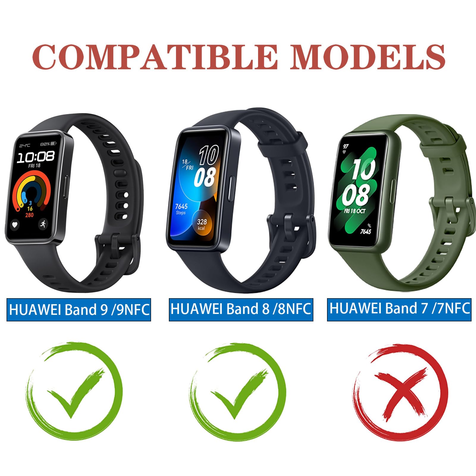 Huawei Band 8/9 Silicone Strap - Sport Bracelet for Men & Women - Gym & Daily Use