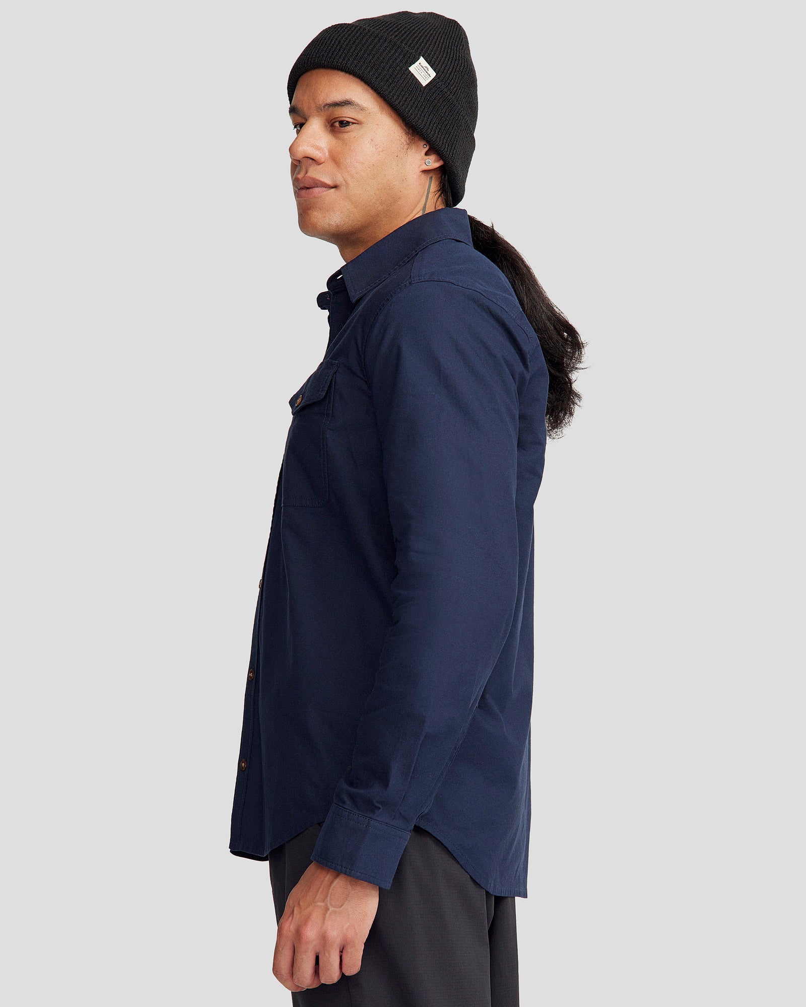 Vander HT Men's Long Sleeve Casual Shirt - Pure Navy Blue - Comfortable Slim Fit Button Down Shirt for Office, Business & Everyday Wear