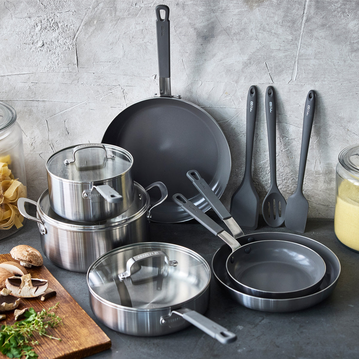 Bobby Flay by GreenPan Stainless Steel 12-Piece Cookware Set - PFAS-Free, Nonstick, Uncoated | Perfect for Healthy Cooking, Frying & Baking in Modern Kitchens