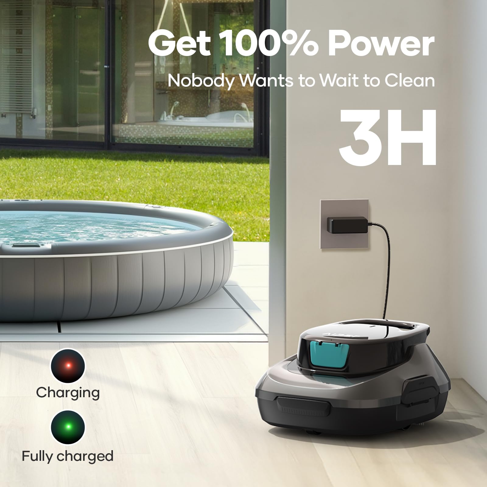 AIPER Cordless Robotic Pool Cleaner - Automatic Pool Vacuum with Self-Parking, 90-Min Battery Life for Above Ground Pools Up to 860 Sq.ft (40 Feet) | Perfect for Weekly Maintenance & Seasonal Pool Cleaning