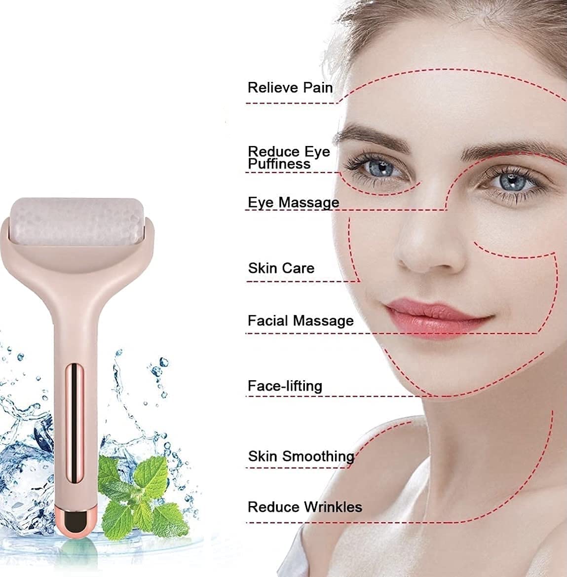 Cooling Ice Roller for Face & Eyes - Puffiness & Pain Relief - Home & Travel Use