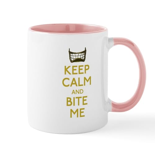 White/Pink Inside - Keep Calm And Bite Me (Net) Mugs