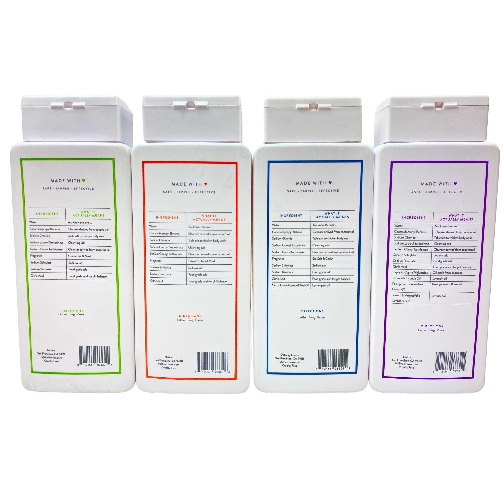 Premium Native Body Wash Assorted Scents 18oz (30 Pack) - Gentle Moisturizing Shower Gel for Men & Women - Perfect for Daily Use, Gym, Travel & Gift Sets
