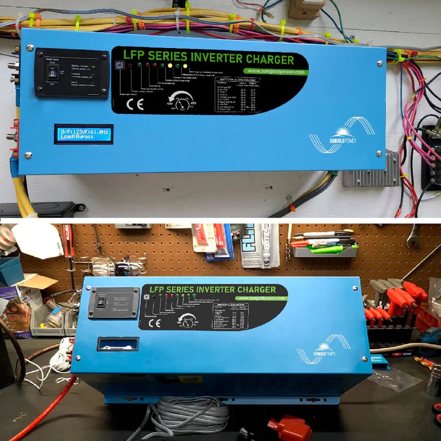 SunGoldPower 4000W 12V Pure Sine Wave Power Inverter with Built-in Charger - Perfect for RVs, Boats, Off-Grid Solar Systems & Emergency Backup Power