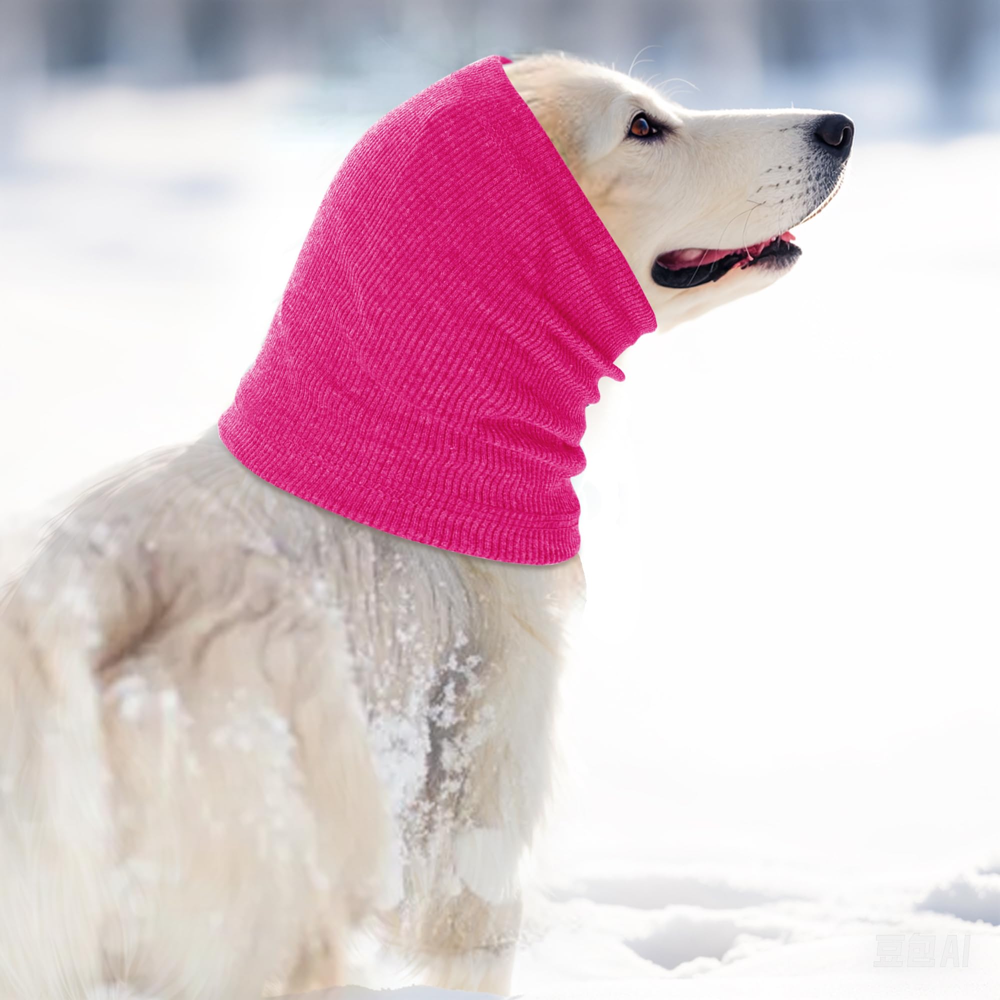 Rbenxia Dog Ear Muffs for Winter - Noise Protection & Warmth, Adjustable Pet Ear Warmers Scarf (Rose Red, Medium) - Perfect for Outdoor Walks, Cold Weather & Noise-Sensitive Dogs