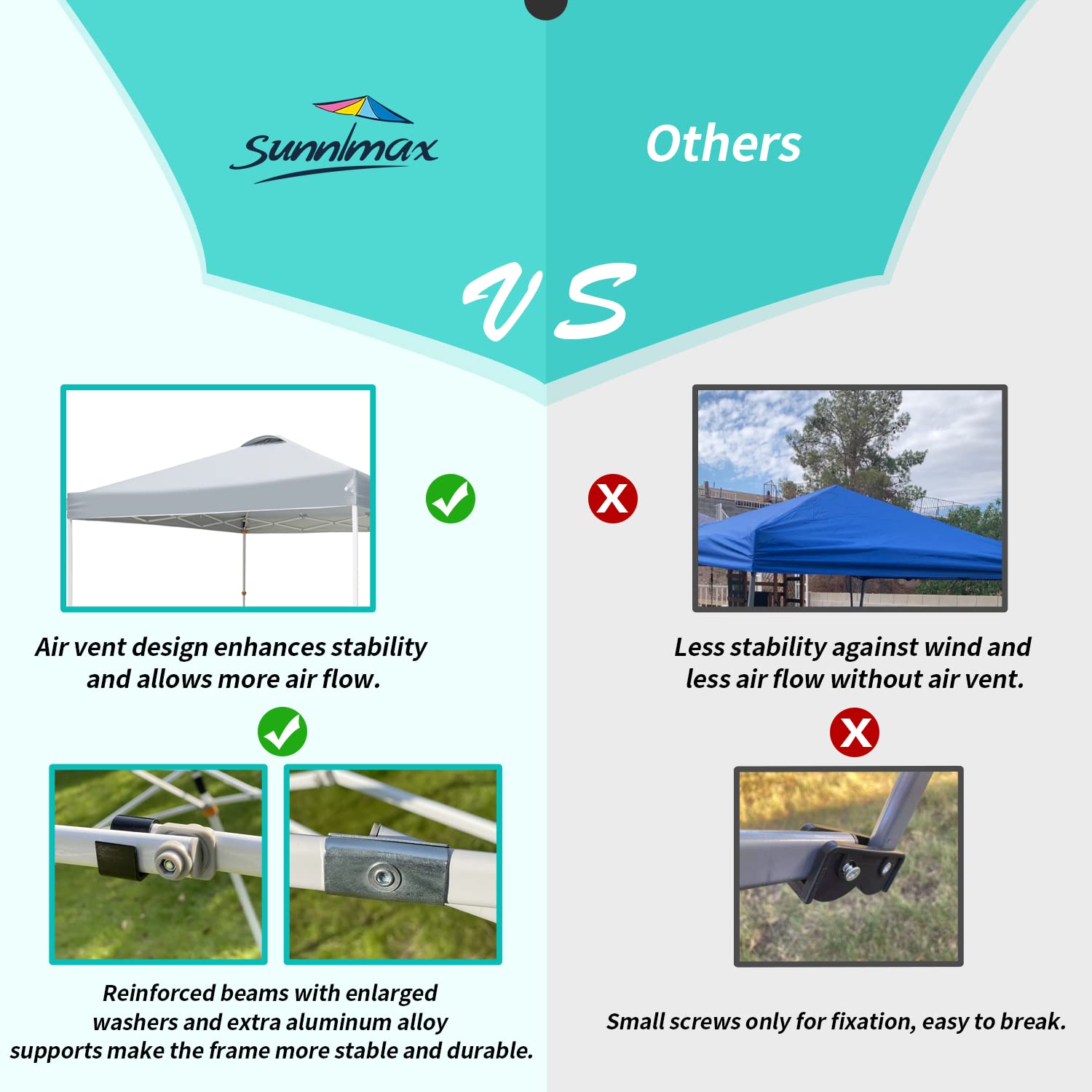 10x10FT Blue Pop Up Canopy Tent - Waterproof Portable Folding Shelter with Roller Bag & 4 Sand Bags - Perfect for Outdoor Parties, Tailgating, Camping, and Beach Events