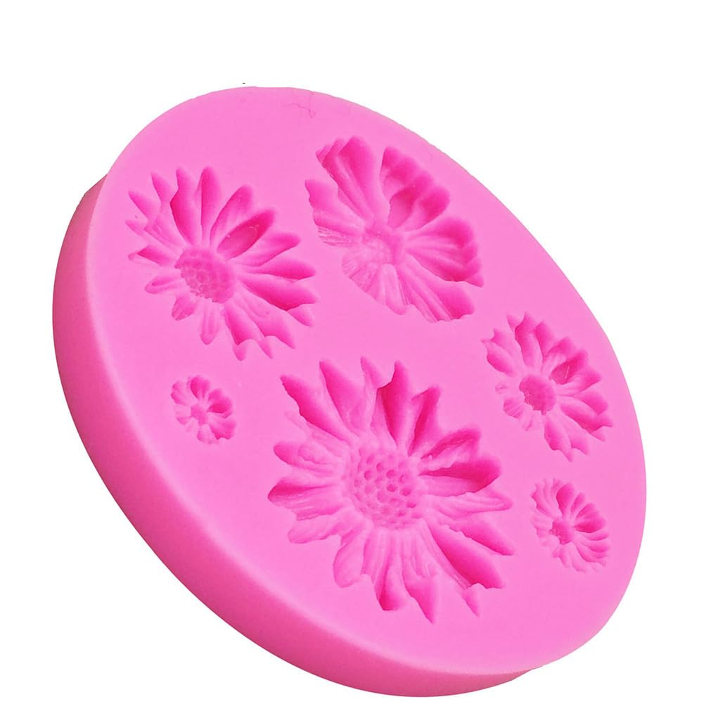 AKOAK 2-Piece Chrysanthemum & Sunflower Silicone Molds Set - Premium Flower Candy Molds for Cake Decorating, Fondant, Resin Art, Soap Making & DIY Cupcake Toppers - Perfect for Baking, Craft Projects & Home Decor