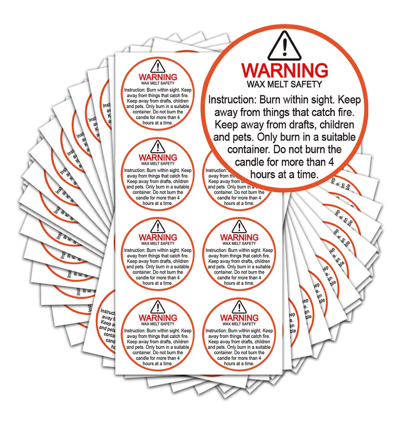 504 Candle Warning Stickers - 1.5 Inch Round Safety Labels for Candle Jars, Tins & Votives | Wax Melting Caution Decals | Perfect for DIY Candles, Home Decor & Gift Packaging