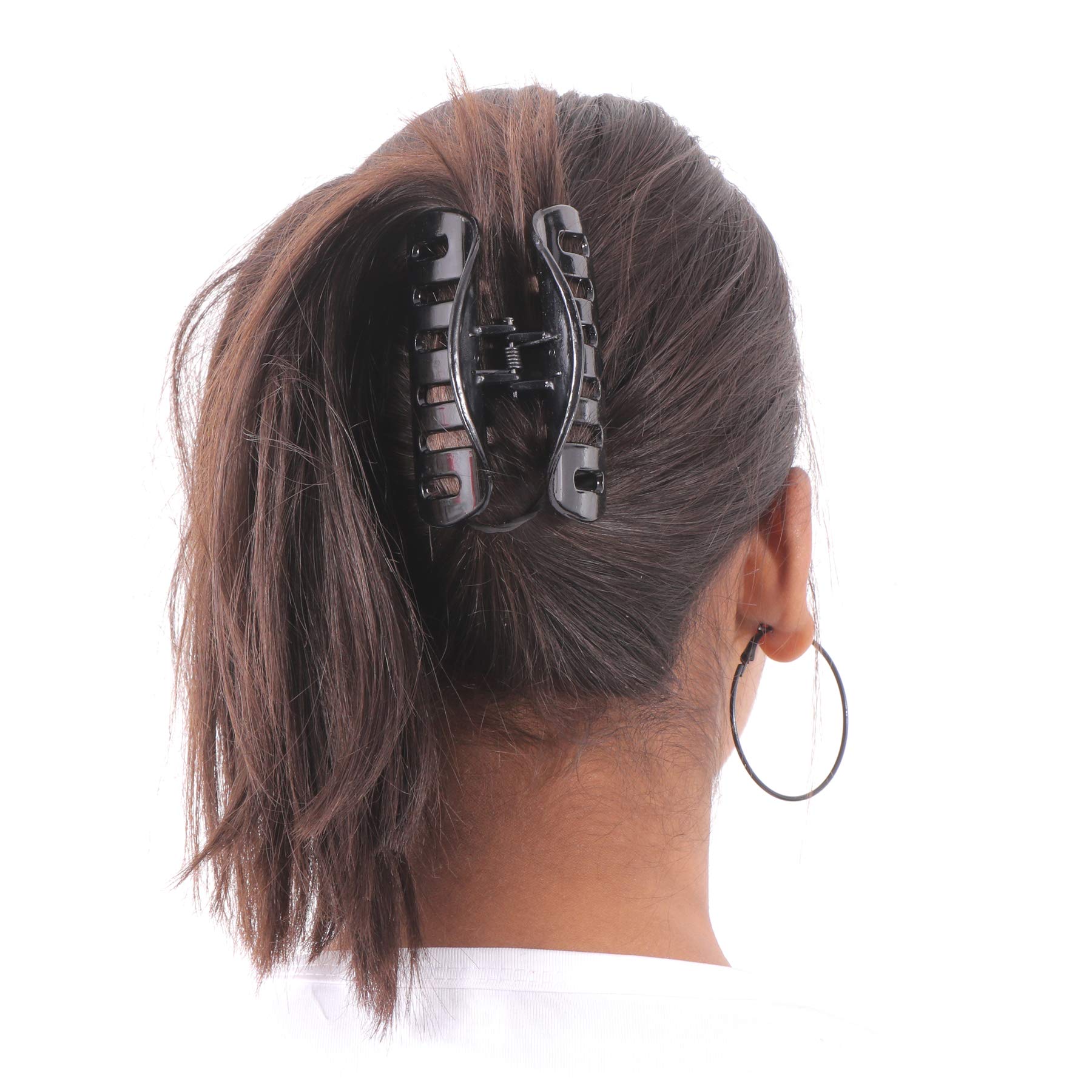 Honbon Large Hair Claws - 4 Pack Black Hair Clips for Women, Non-Slip Hair Accessories for Thick Hair, Perfect for Work, Gym, and Everyday Styling