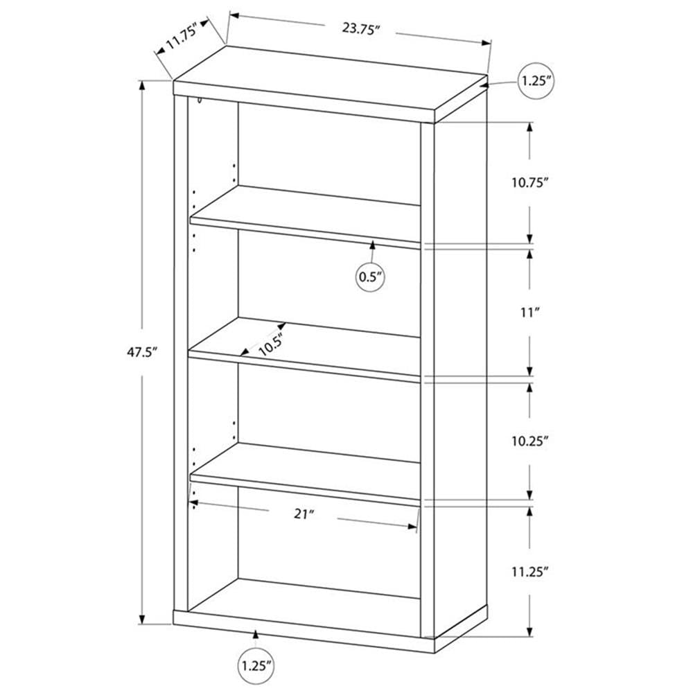 Home Square 4-Tier Adjustable Wooden Bookcase Set in Gray (Set of 2) - Perfect for Living Room, Office & Bedroom Storage & Organization