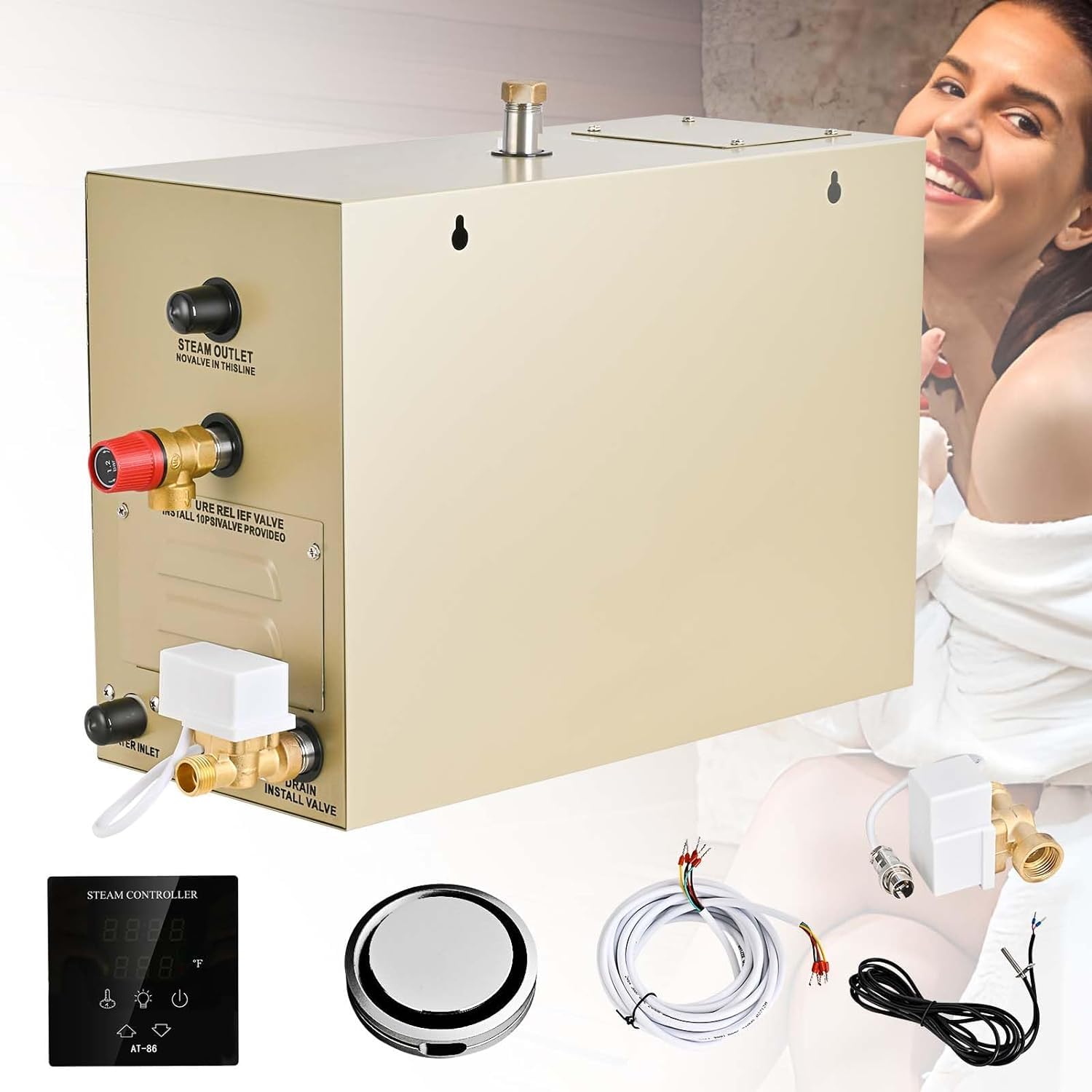 9KW Steam Shower Generator Kit with Aromatherapy Steam Head - Self-Draining System, 30-720 Min Timer, 95-131℉ Adjustable Temperature for 9m³/320 Cubic Feet Shower, Bath, Sauna & SPA (220V) - Perfect for Home Relaxation, Spa Therapy & Wellness Retreats
