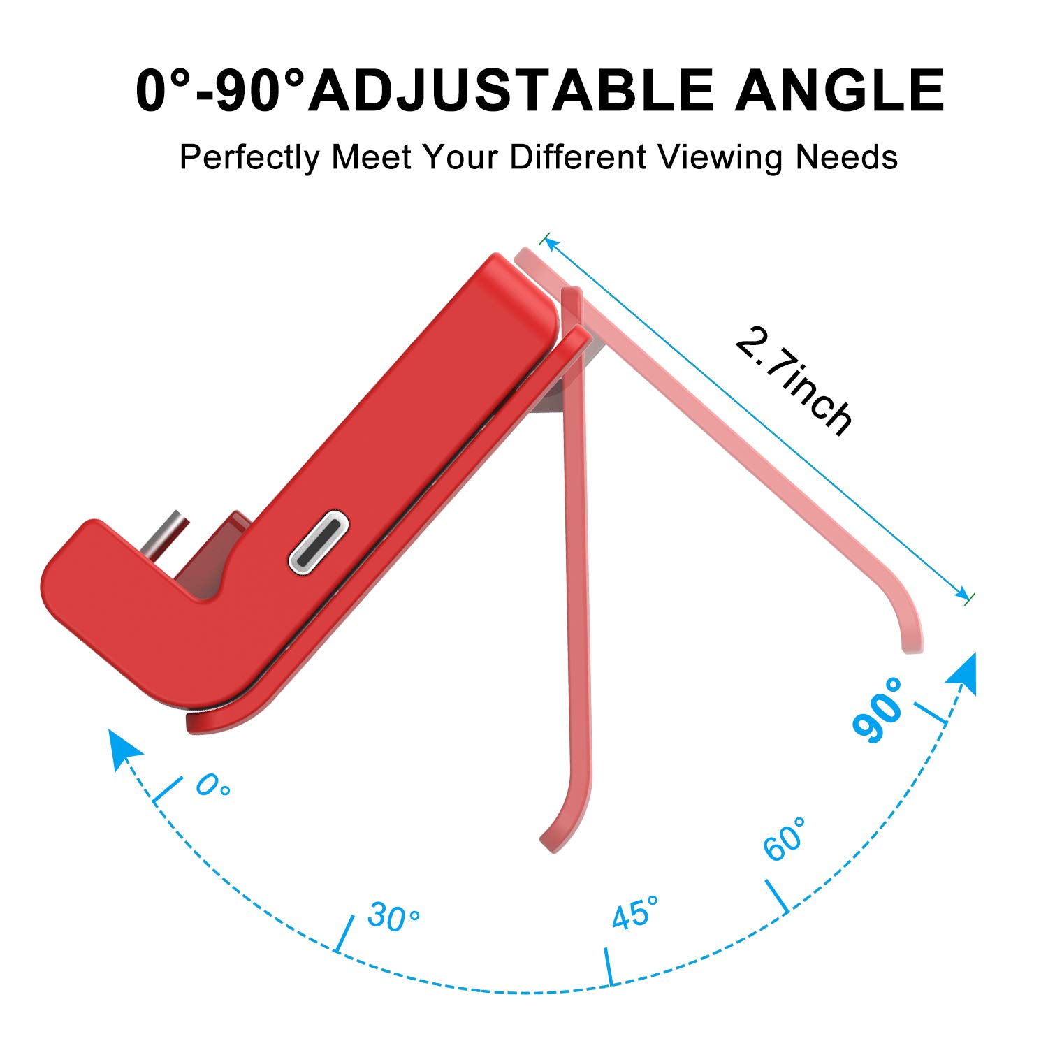 Premium Adjustable Switch Stand for Nintendo Switch, Switch Lite & OLED - Portable Charging Dock with USB-C Port & Fast Charging Cable (Red) - Perfect for Gaming on the Go, Travel & Home Entertainment