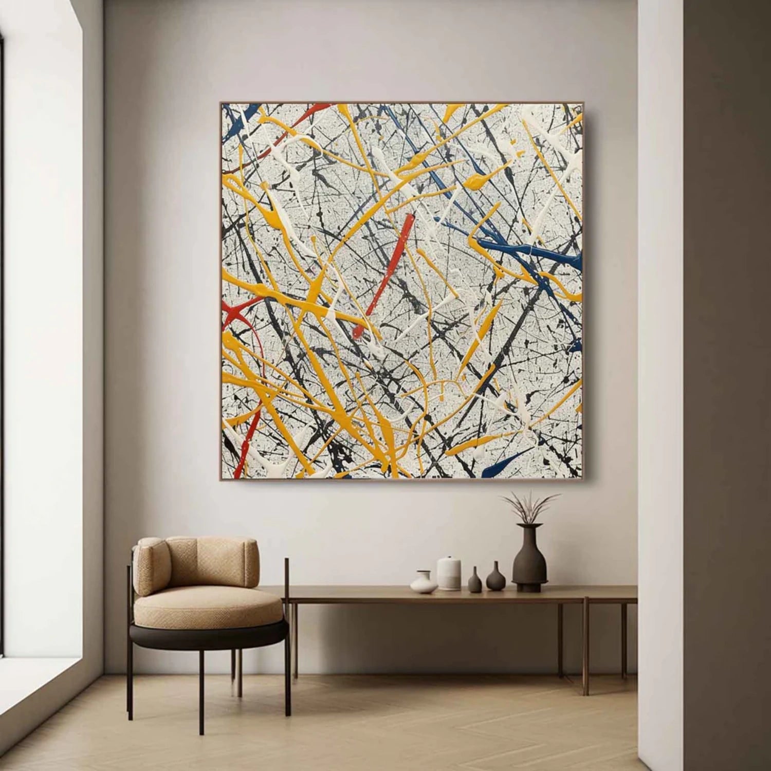 Pollock Art #JP008 - Abstract Drip Painting Canvas Wall Art for Home & Office Decor | Modern Artwork for Living Room, Bedroom, or Office Spaces